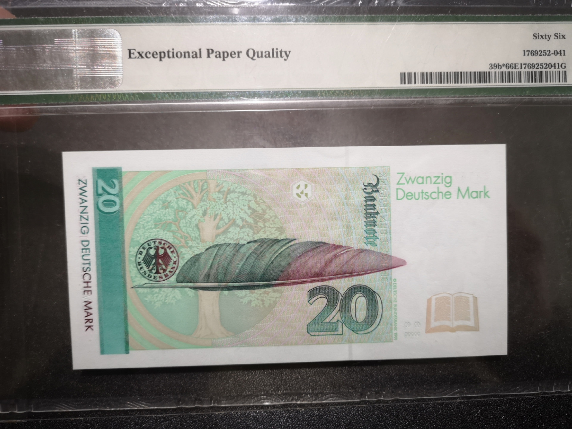 《外钞收藏家》第一百五十三期拍卖（本期94件） 1993年德国末版20马克 PMG66 补号