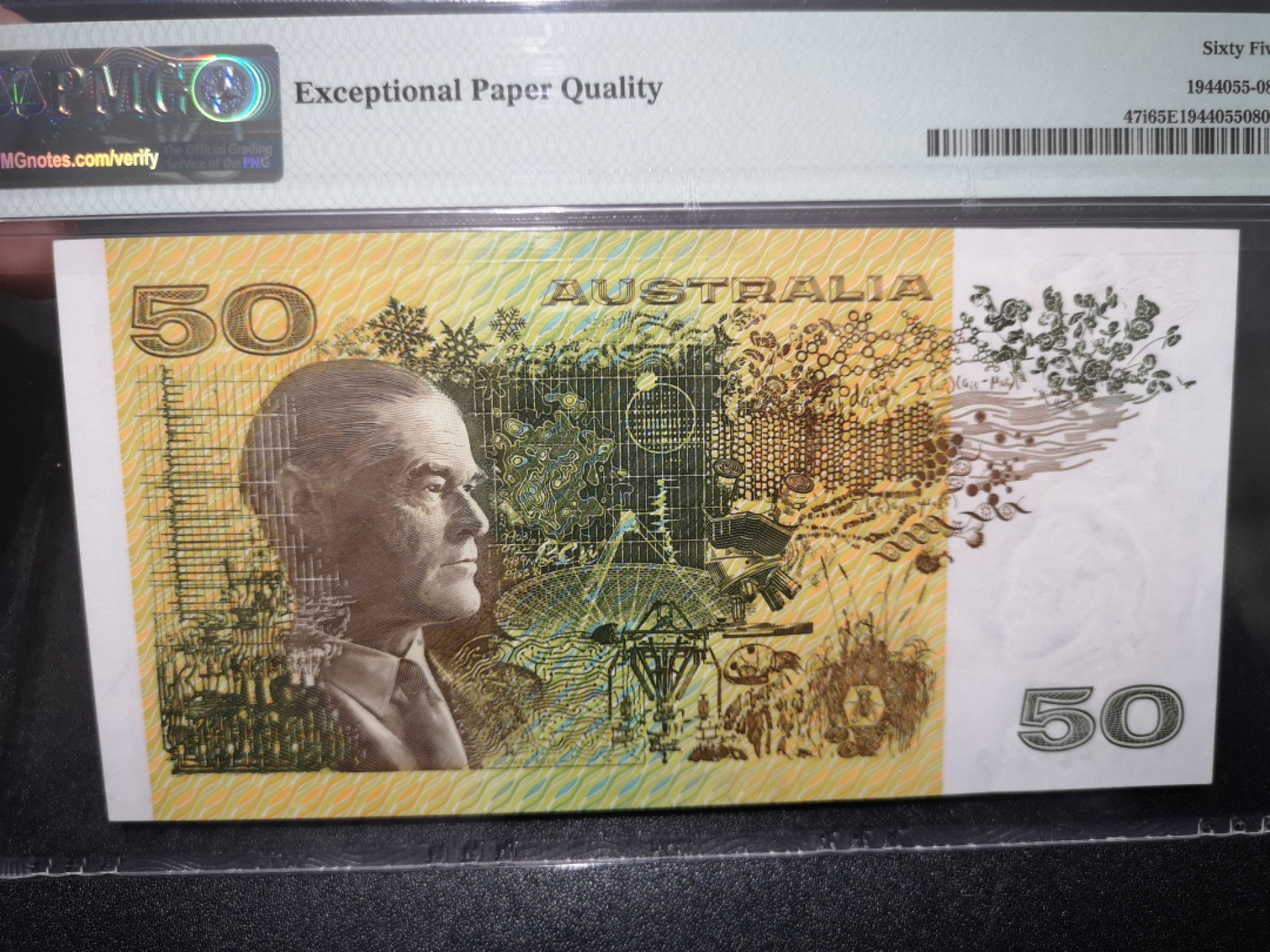 《外钞收藏家》第一百五十三期拍卖（本期94件） 1994年澳大利亚50刀 PMG65