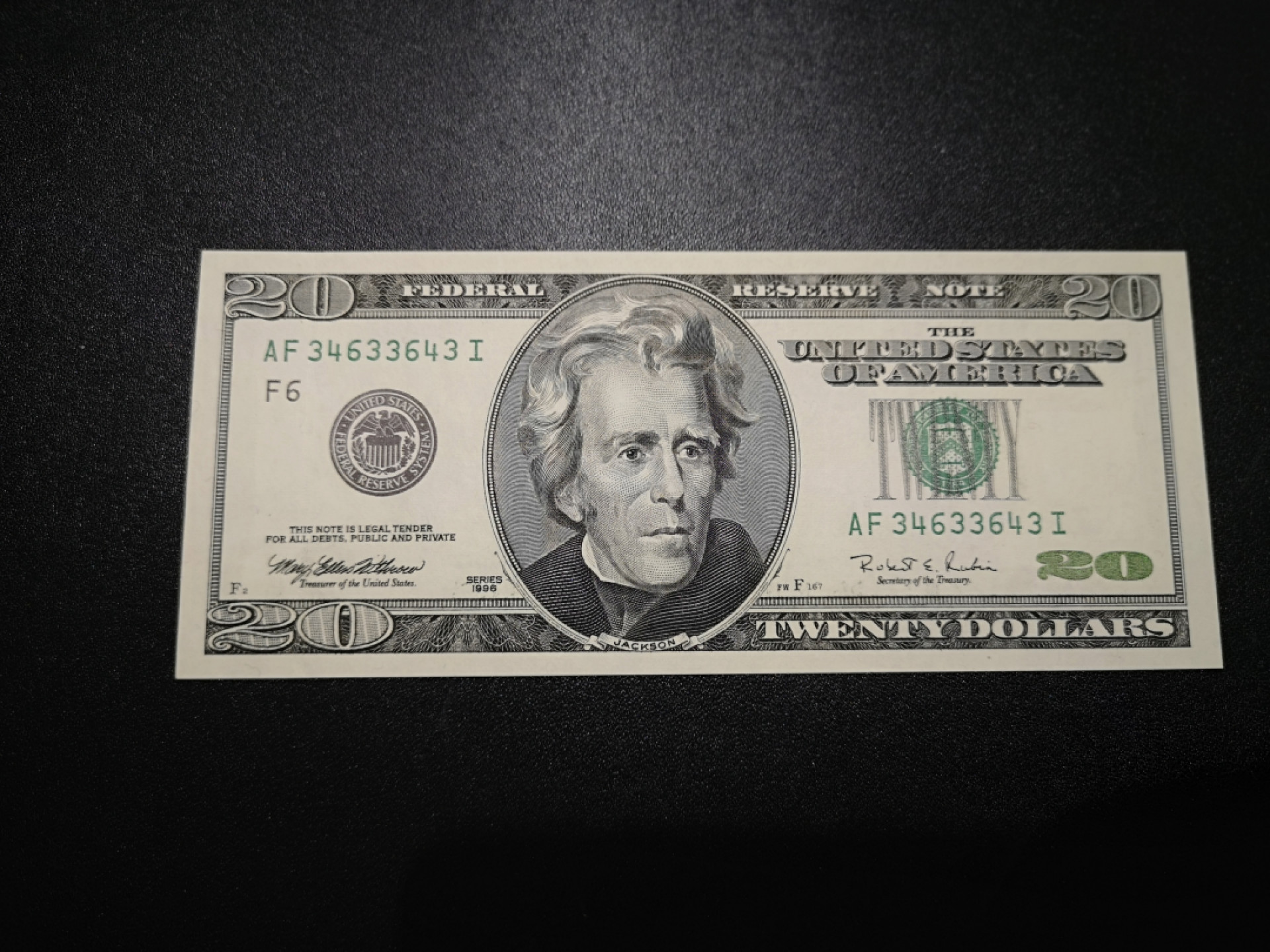 《外钞收藏家》第一百五十三期拍卖（本期94件） 1996年大头20美元 全新UNC 首发年份雷达号