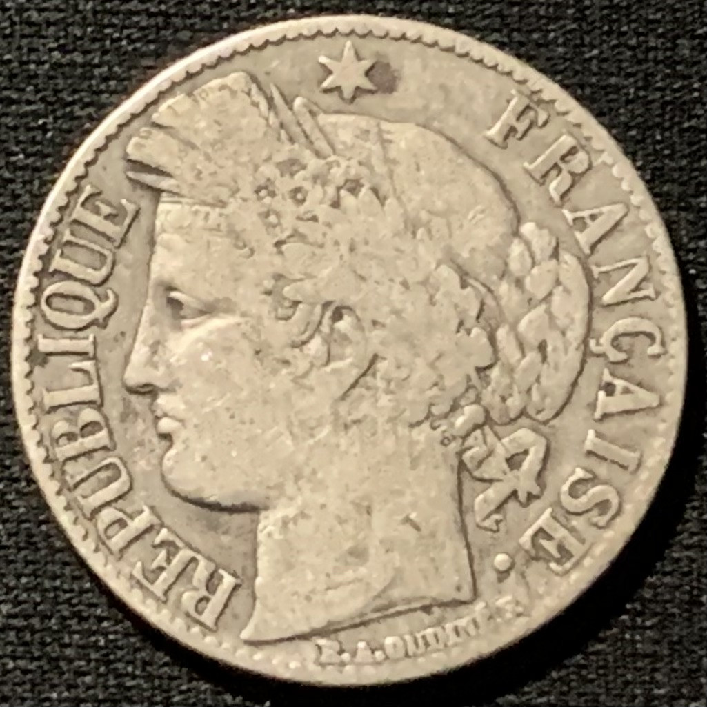 紫瑗钱币——第157期拍卖 法国 1887年 谷物女神 1法郎 5克 0.835银