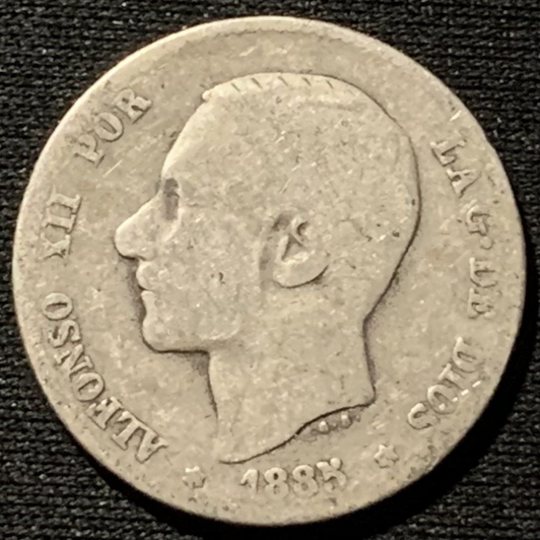 紫瑗钱币——第157期拍卖 西班牙 1885年 阿方索十二世 1比塞塔 5克 0.835银