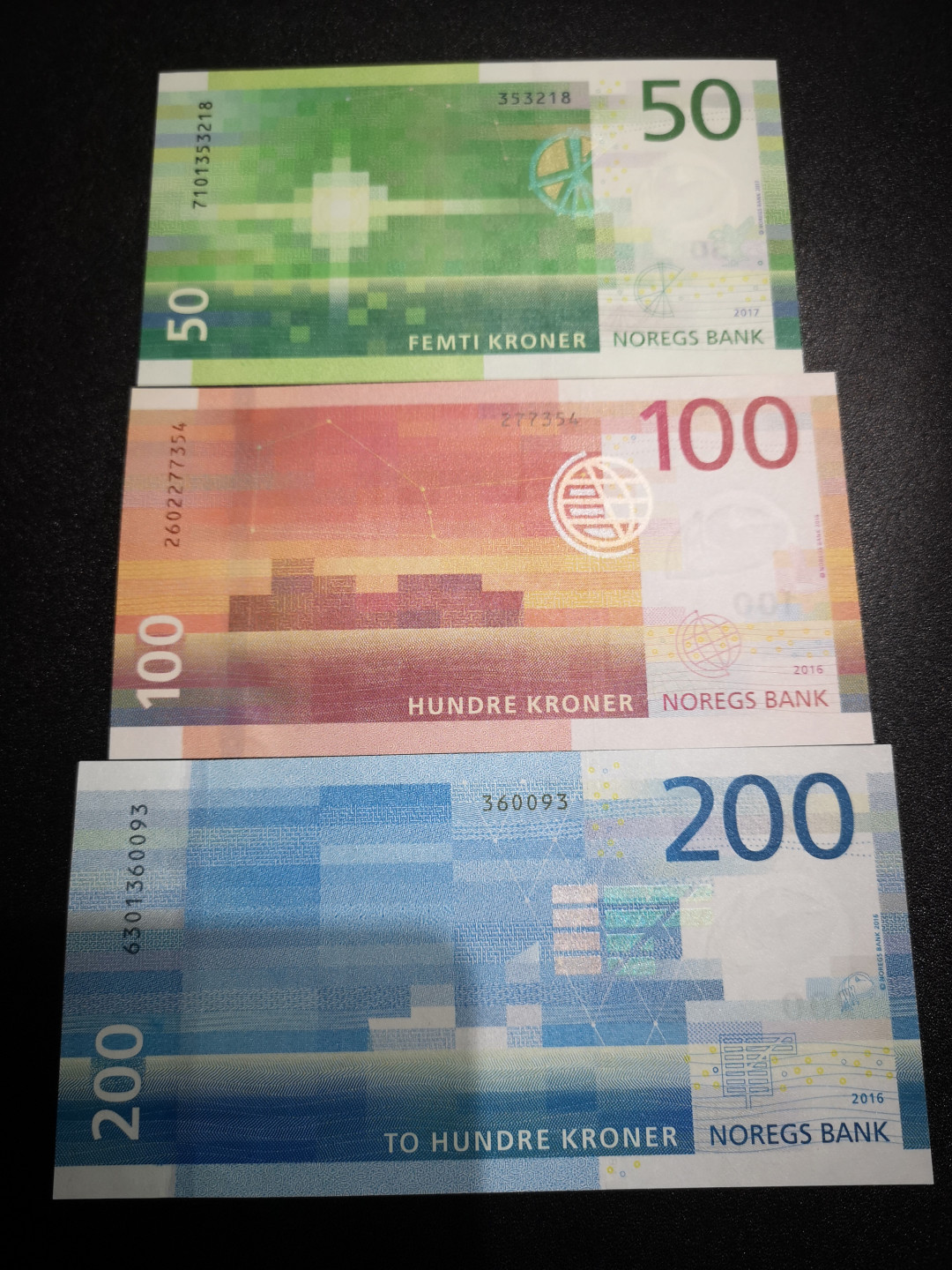 《外钞收藏家》第一百五十三期拍卖（本期94件） 挪威最新版  3张小套 全新UNC 