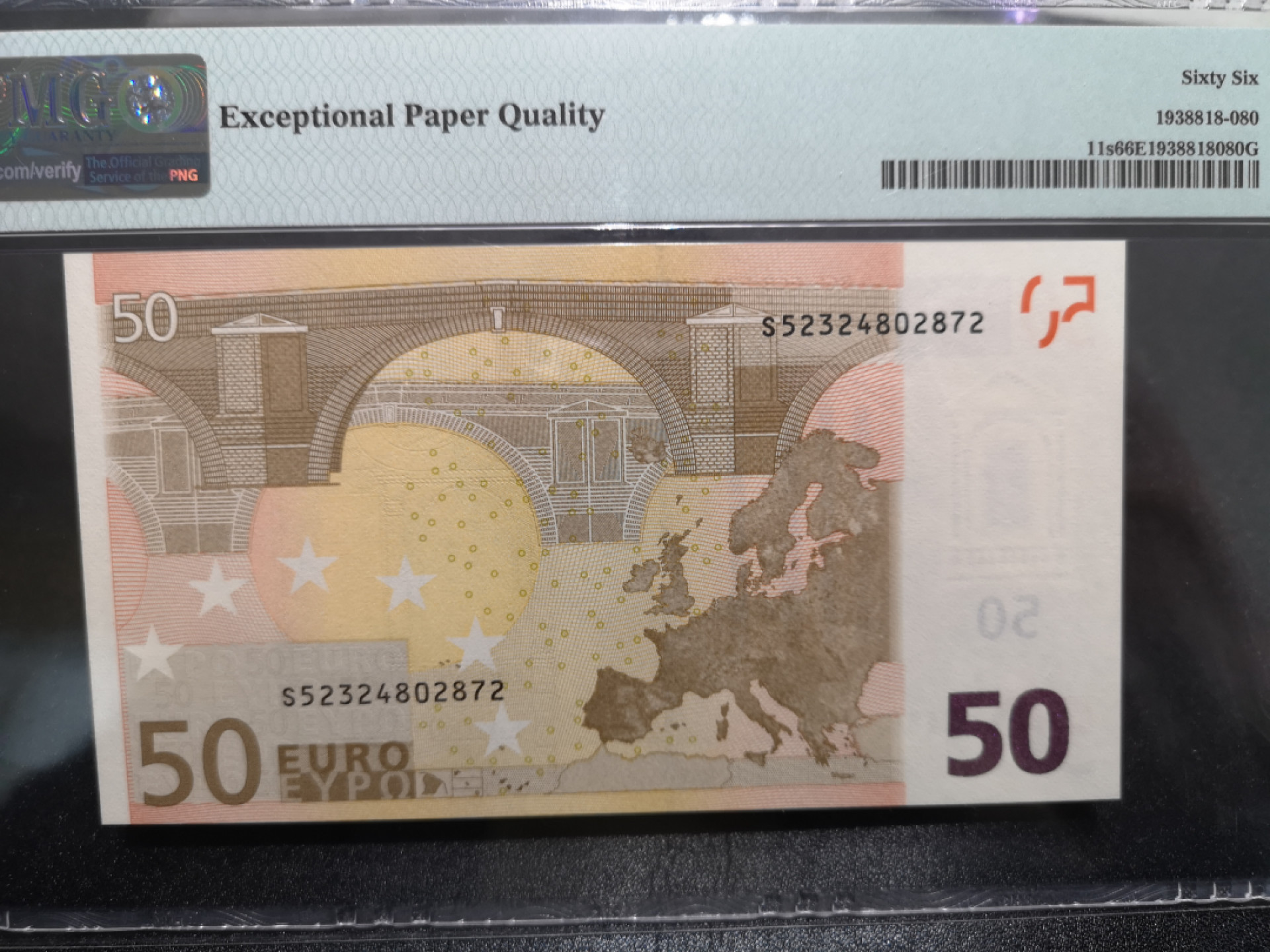 《外钞收藏家》第一百五十三期拍卖（本期94件） 2002年欧元二签50元 意大利版 PMG66