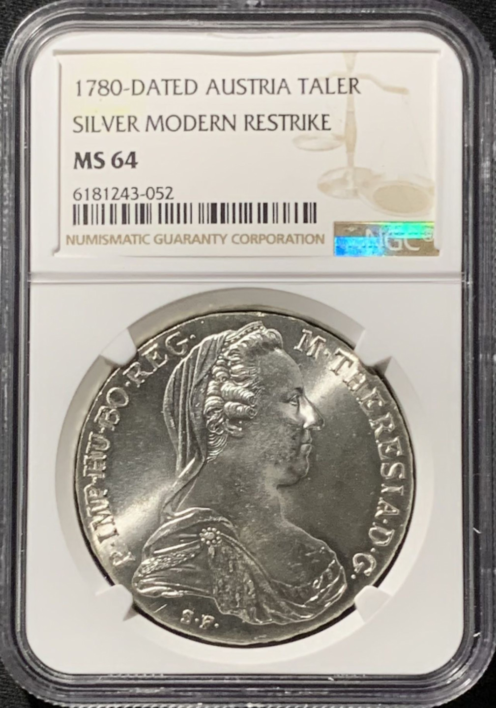 紫瑗钱币——第157期拍卖 奥匈帝国 1780年 特蕾莎·玛格丽特 1泰勒 银币 NGC MS64