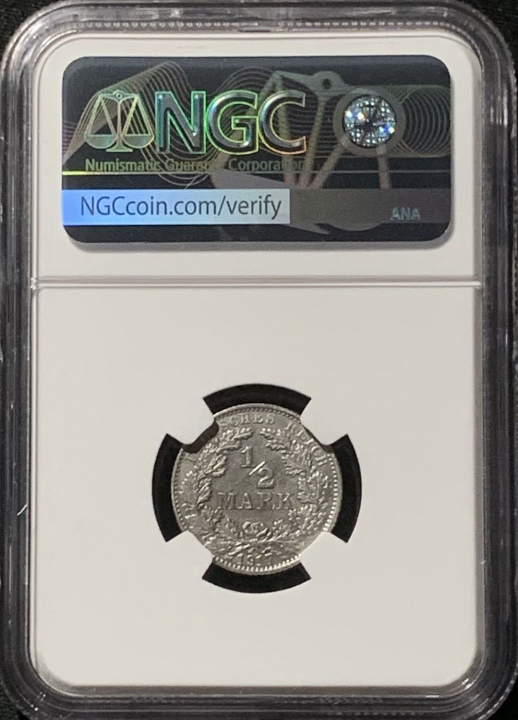 紫瑗钱币——第157期拍卖 德国 1917年 E版 第二帝国 1/2马克 银币 NGC UNC Detail