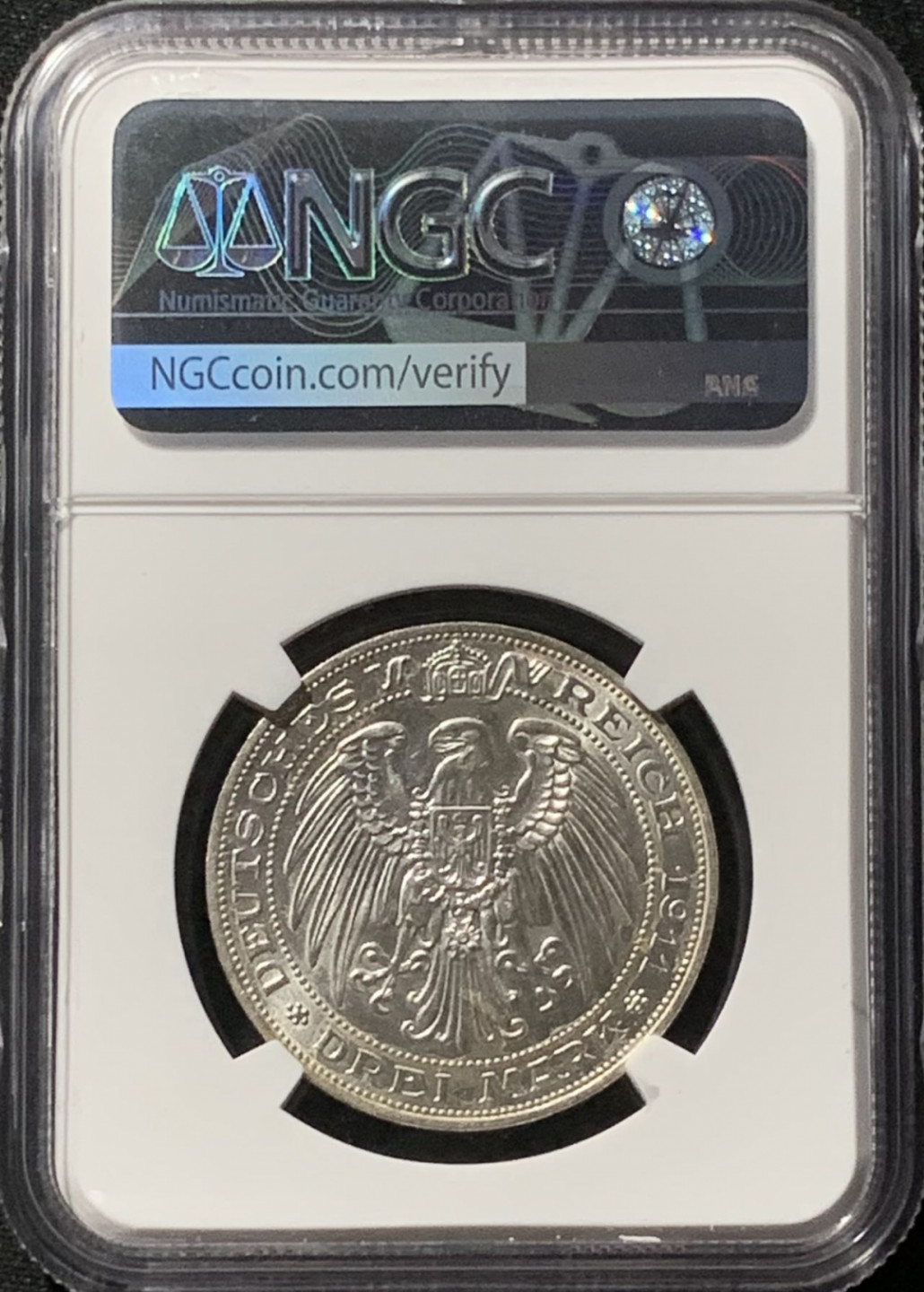 紫瑗钱币——第157期拍卖 德国 普鲁士 1911年 布雷斯劳大学 3马克 银币 NGC UNC Detail