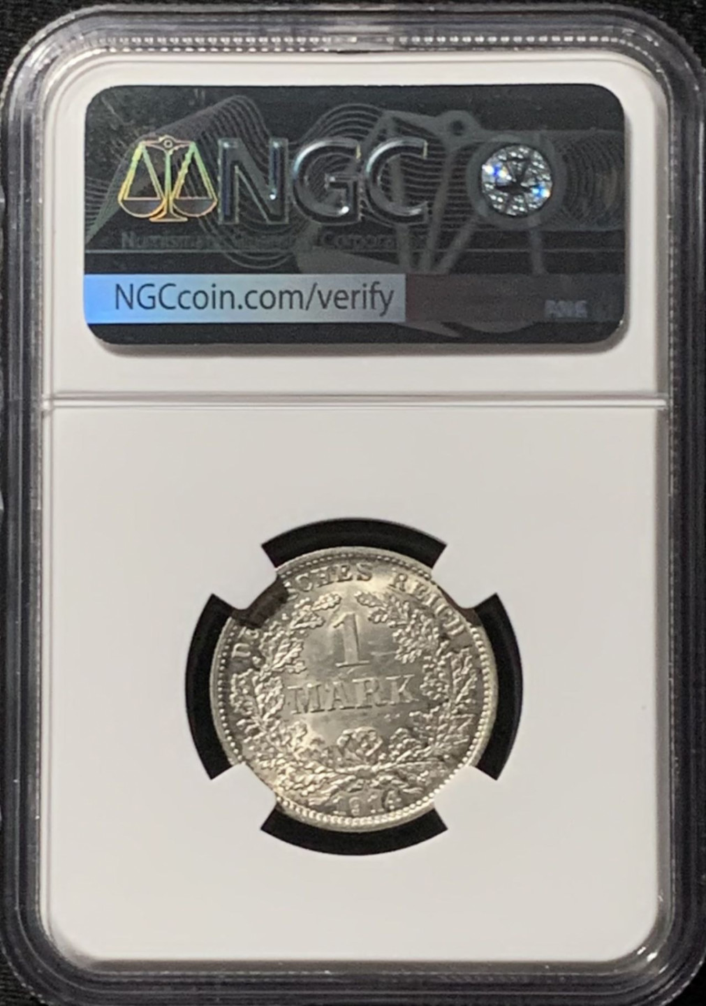 紫瑗钱币——第157期拍卖 德国 1914年 D版 第二帝国 长翅 1马克 银币 NGC MS62