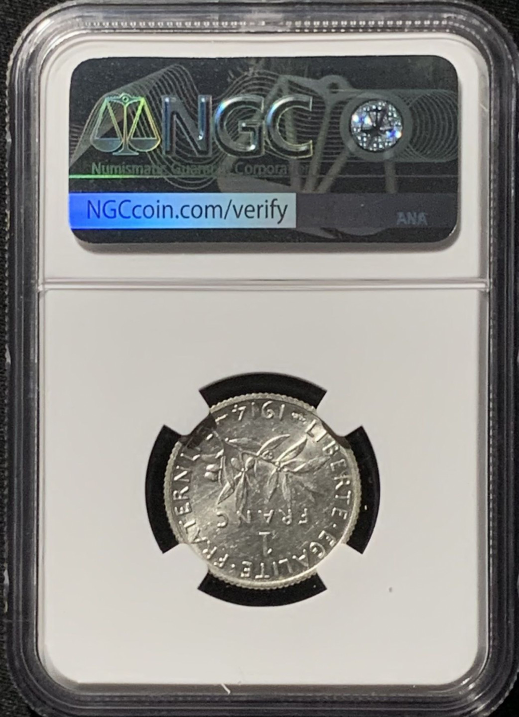 紫瑗钱币——第157期拍卖 法国 1914年 播种女神 1法郎 银币 NGC AU58