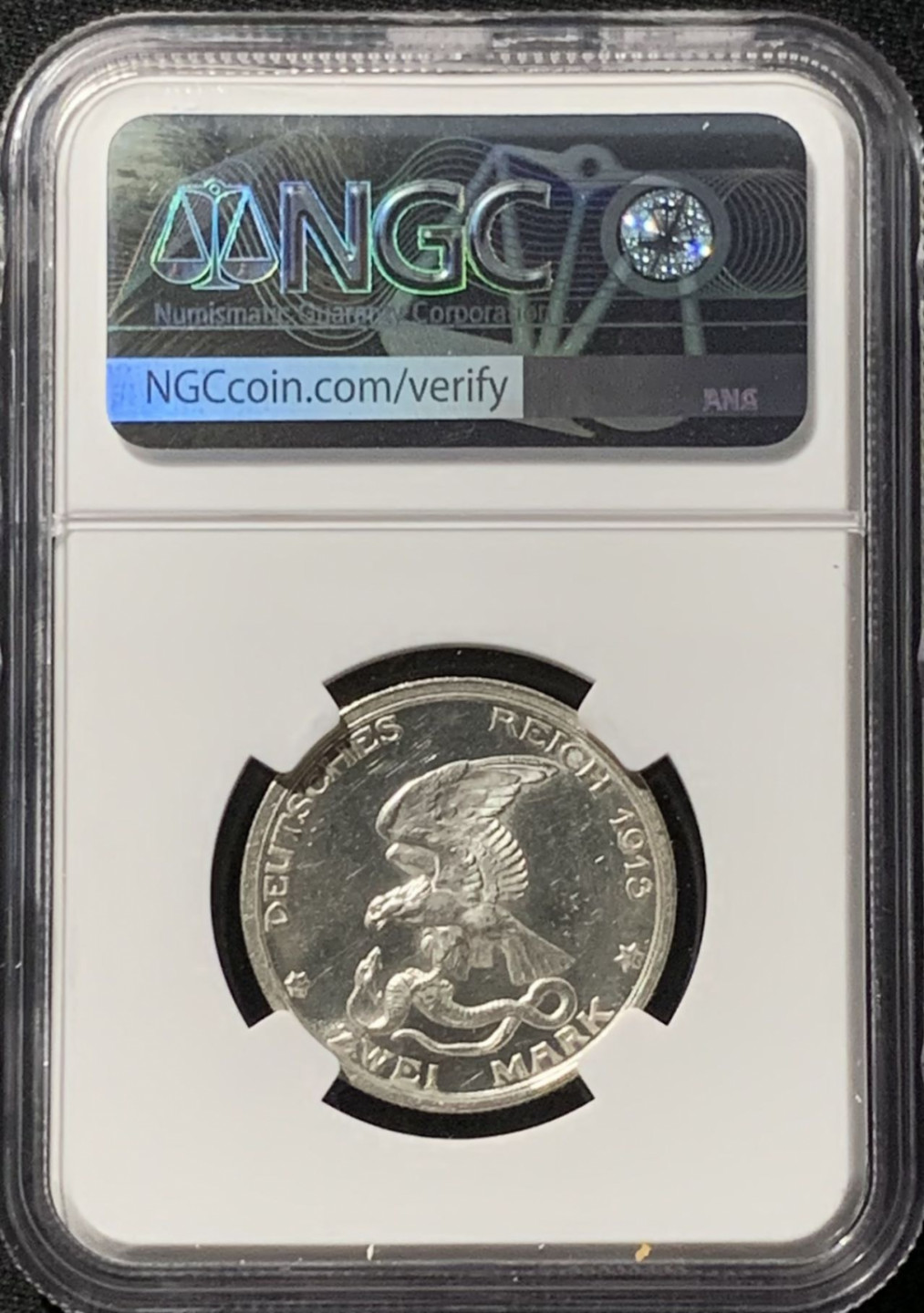 紫瑗钱币——第157期拍卖 德国 普鲁士 1913年 普法战争 2马克 银币 NGC UNC Detail