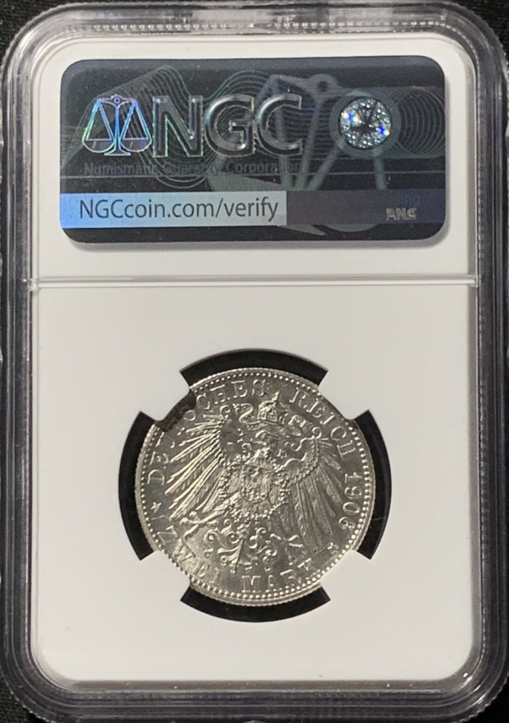 紫瑗钱币——第157期拍卖 德国 巴登 1906年 金婚 2马克 银币 NGC UNC Detail