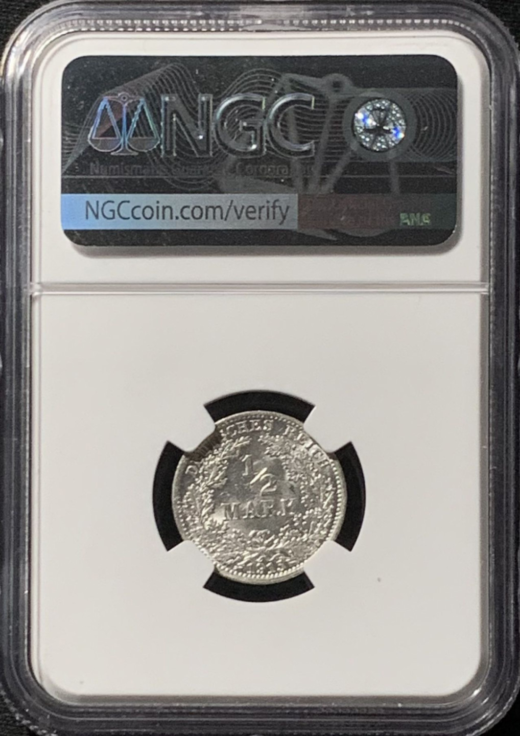 紫瑗钱币——第157期拍卖 德国 1915年 A版 第二帝国 1/2马克 银币 NGC MS62