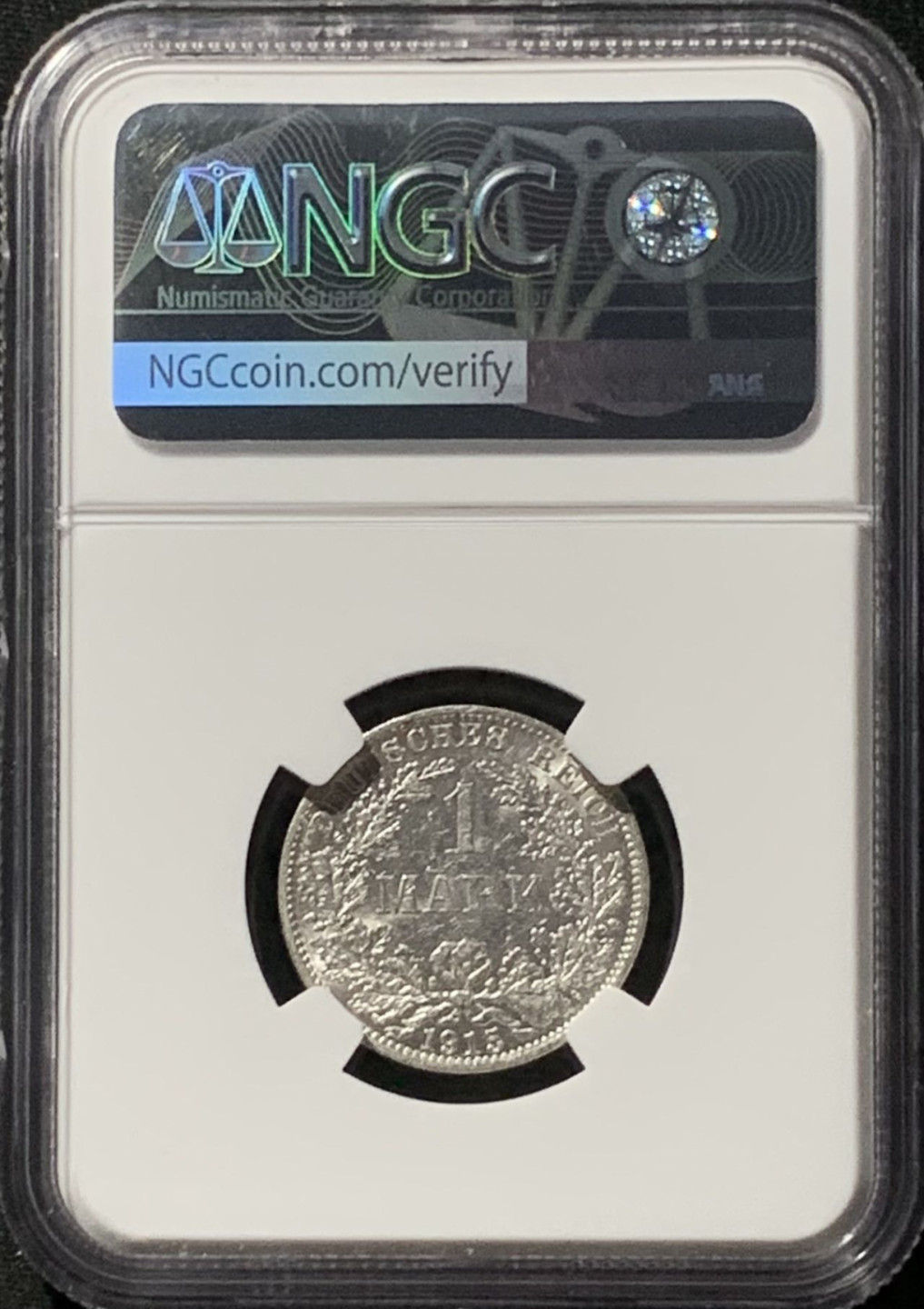 紫瑗钱币——第157期拍卖 德国 1915年 A版 第二帝国 长翅 1马克 银币 NGC MS60