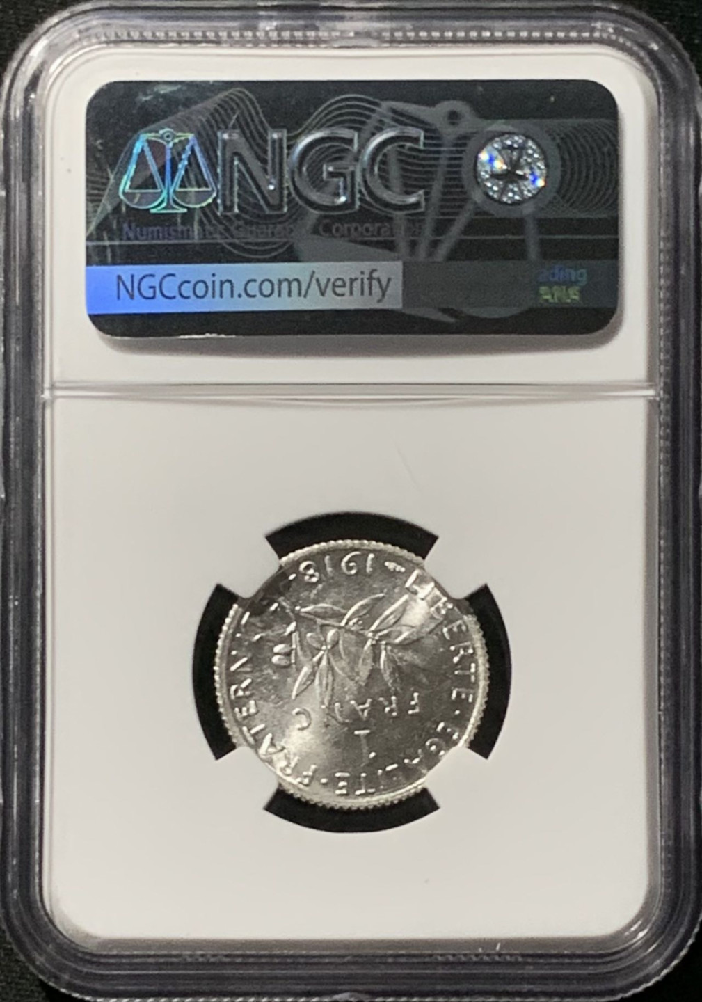 紫瑗钱币——第157期拍卖 法国 1918年 播种女神 1法郎 银币 NGC MS63