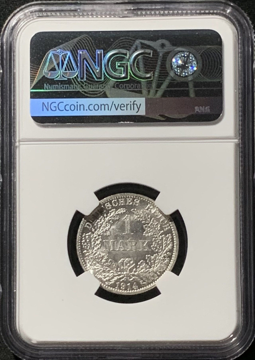 紫瑗钱币——第157期拍卖 德国 1914年 A版 第二帝国 长翅 1马克 银币 NGC MS64