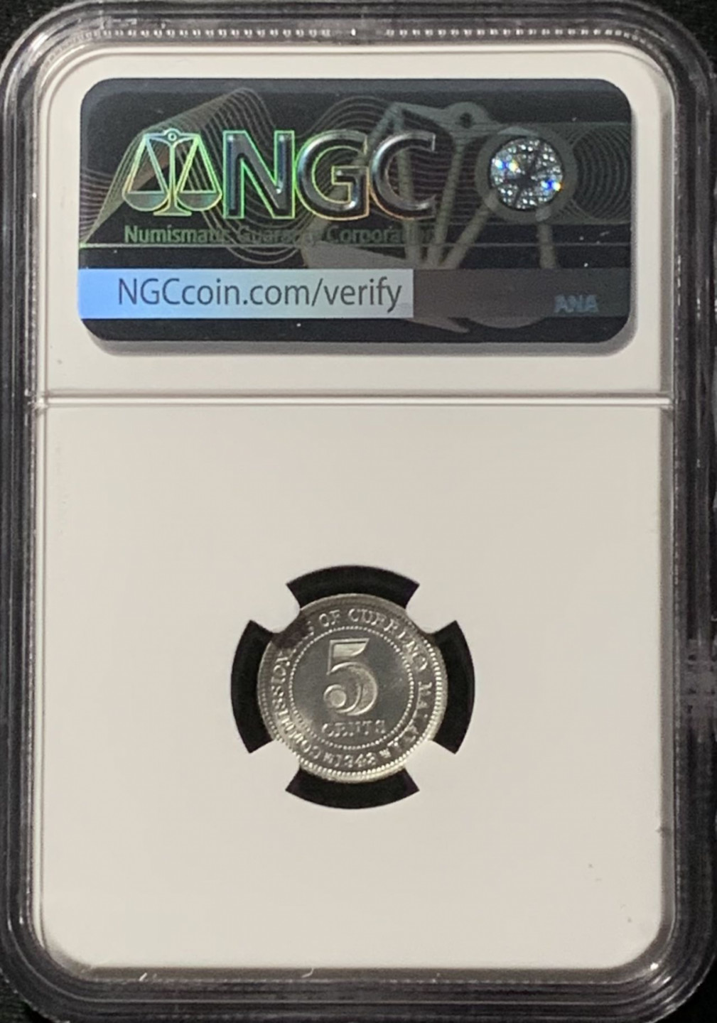 紫瑗钱币——第157期拍卖 马来亚 1943年 乔治六世 5分 银币 NGC MS62