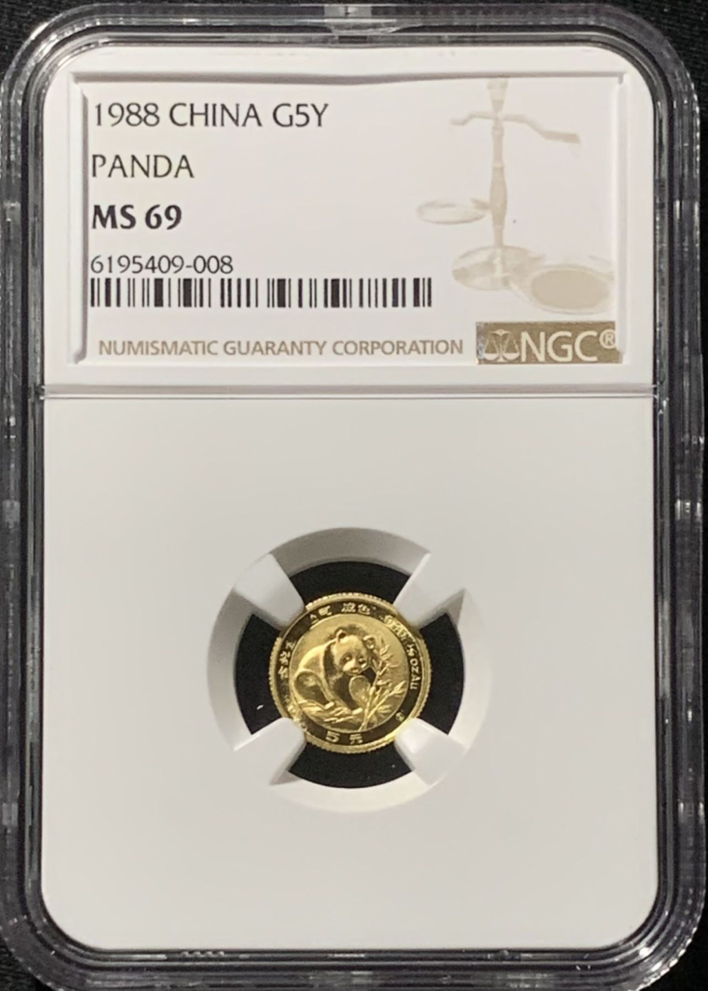 紫瑗钱币——第157期拍卖 中国 1988年 1/20盎司 熊猫 5元 金币 NGC MS69