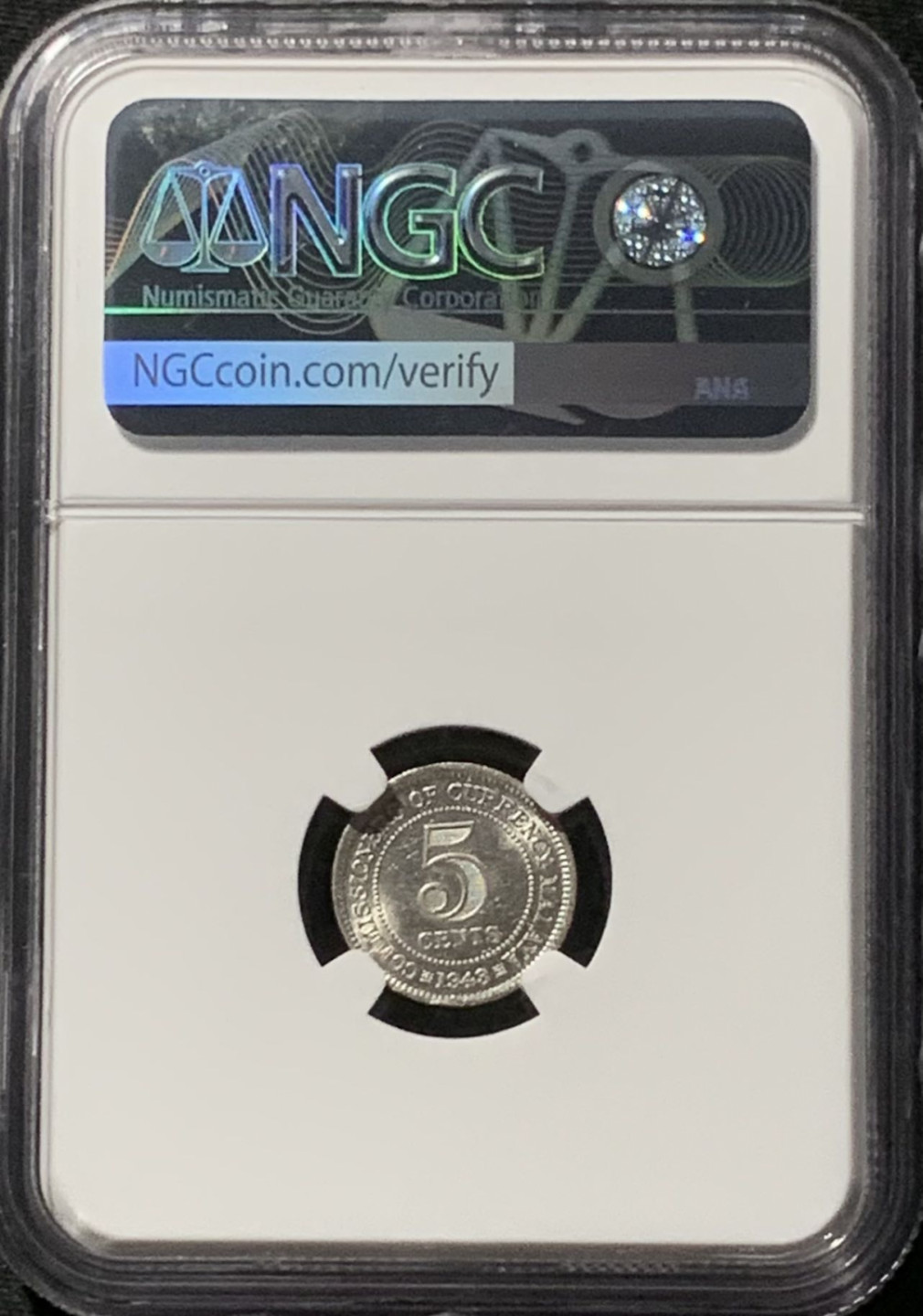 紫瑗钱币——第157期拍卖 马来亚 1943年 乔治六世 5分 银币 NGC UNC Detail