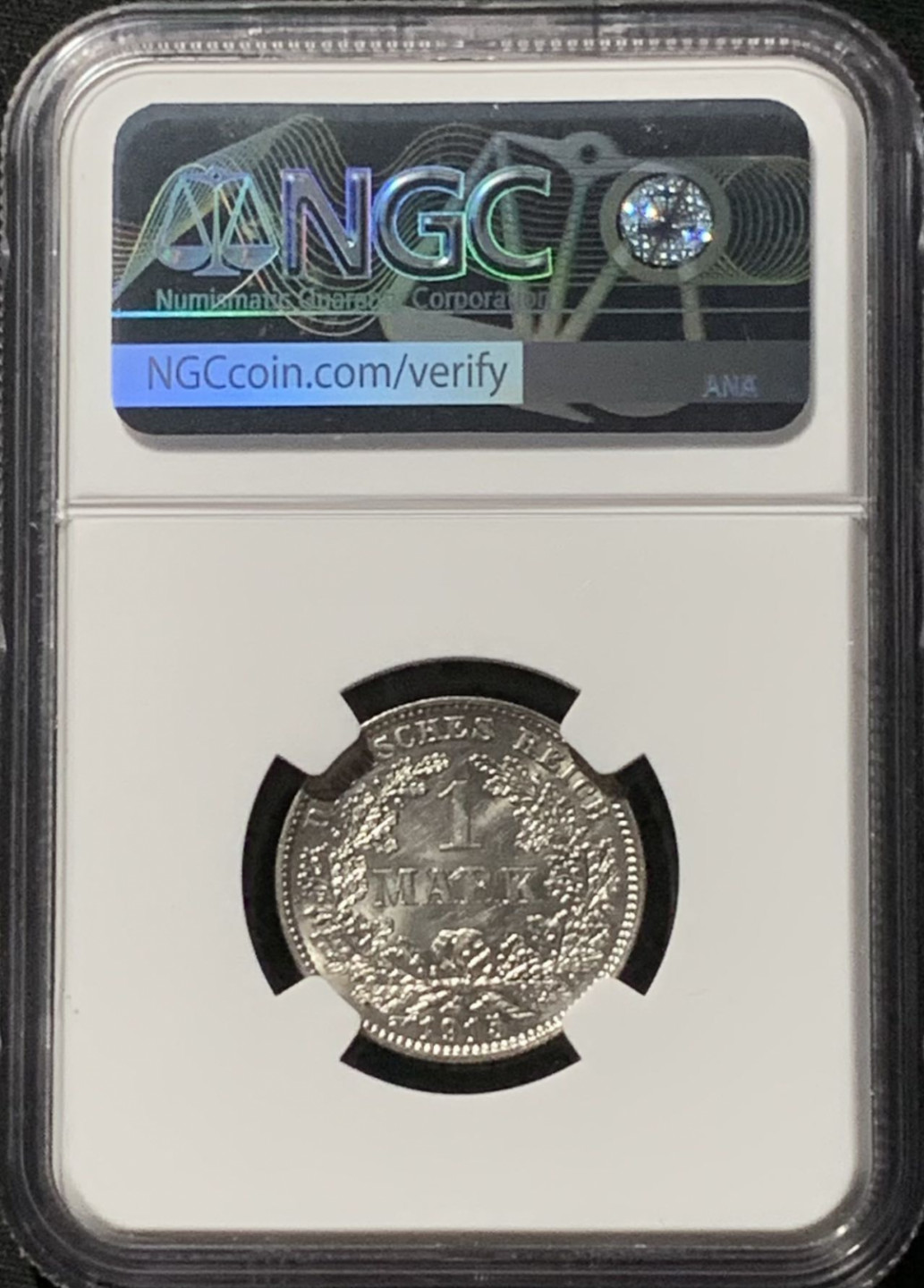 紫瑗钱币——第157期拍卖 德国 1915年 J版 第二帝国 长翅 1马克 银币 NGC UNC Detail