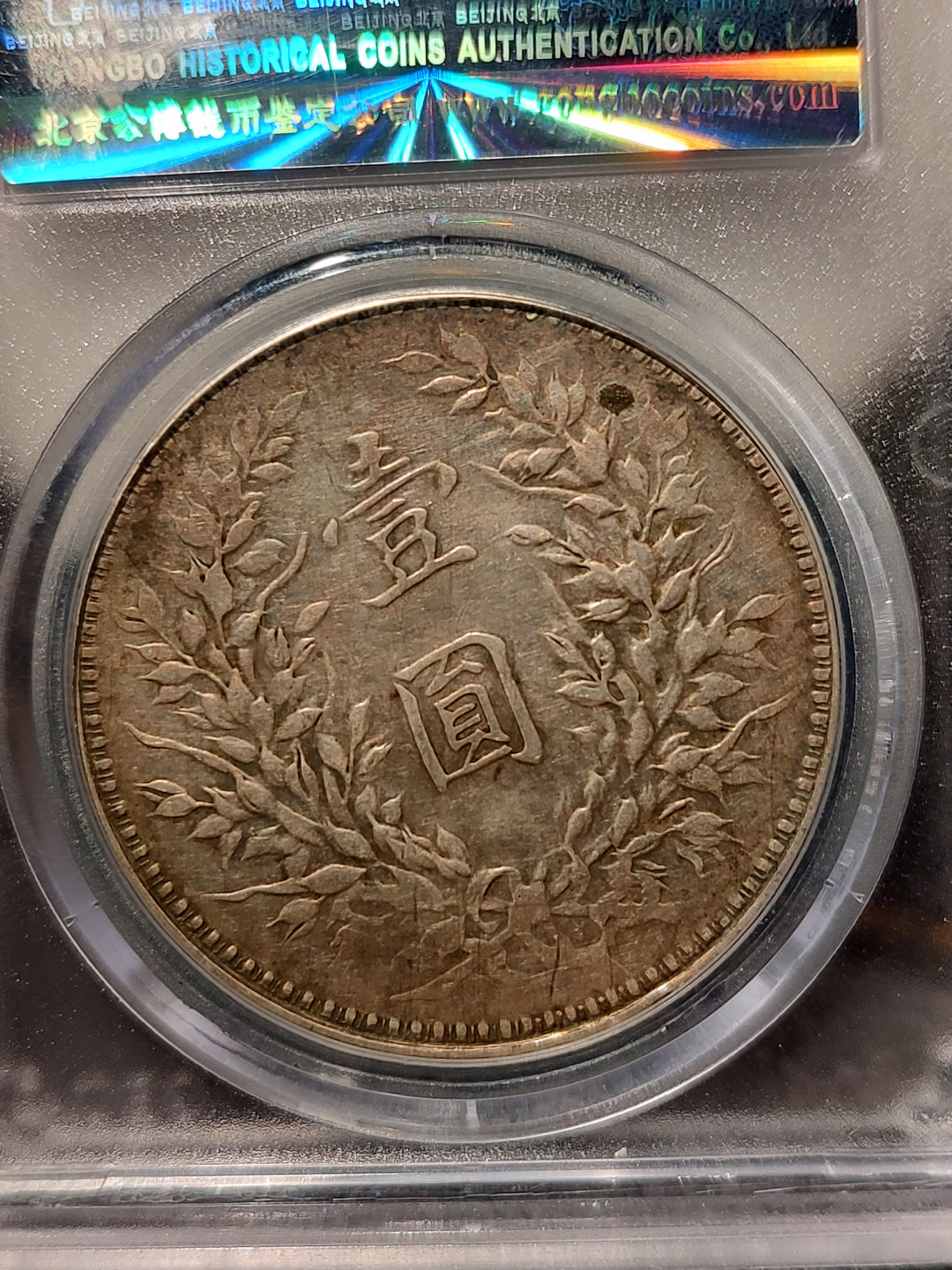 评级币专场 公博评级XF45 十年袁大头八年背连口造下五珠 空心叶小背逆