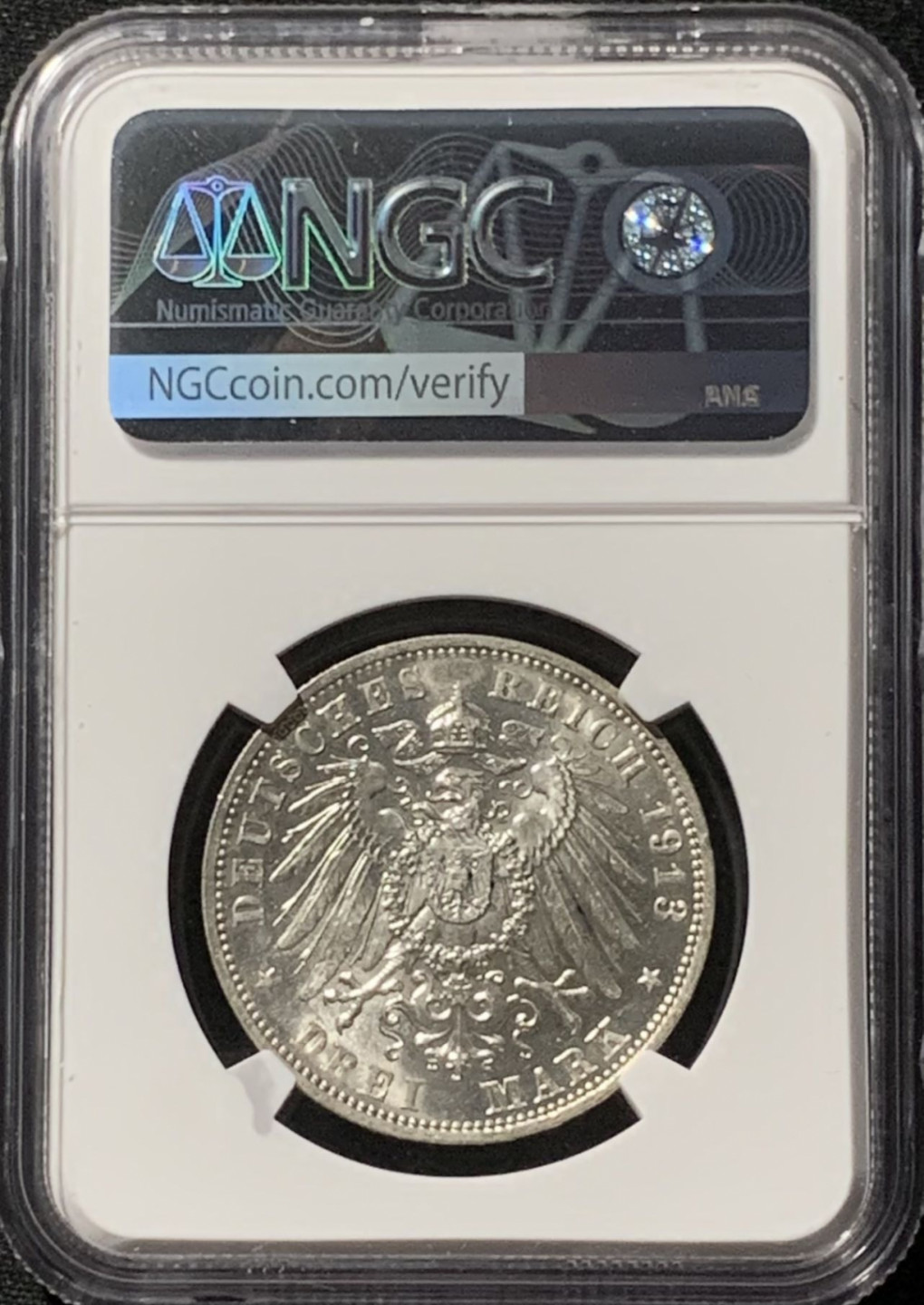 紫瑗钱币——第157期拍卖 德国 萨克森 1913年 莱比锡战役 3马克 银币 NGC MS61