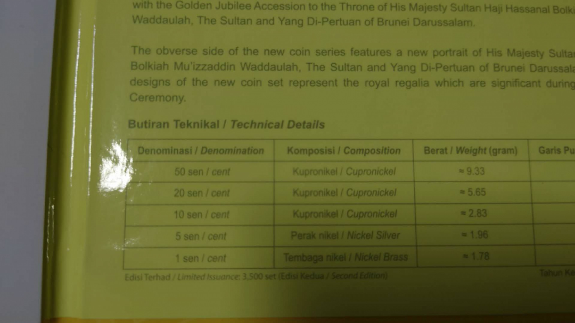 12.13晚【囧羊收藏】精选微拍第42期暨2021年第三十三期 各国钱币精选（纸币+硬币） 2017年文莱苏丹登基50周年纪念硬币 全新原册 发行量3500册