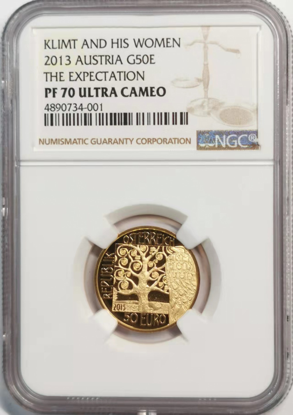 凡希社世界钱币微拍第一百八十一期 荐！2013奥地利克里姆特名画50欧元金币NGC-PF70UC原盒证书 克劳斯世界最佳/最佳艺术双项大奖！