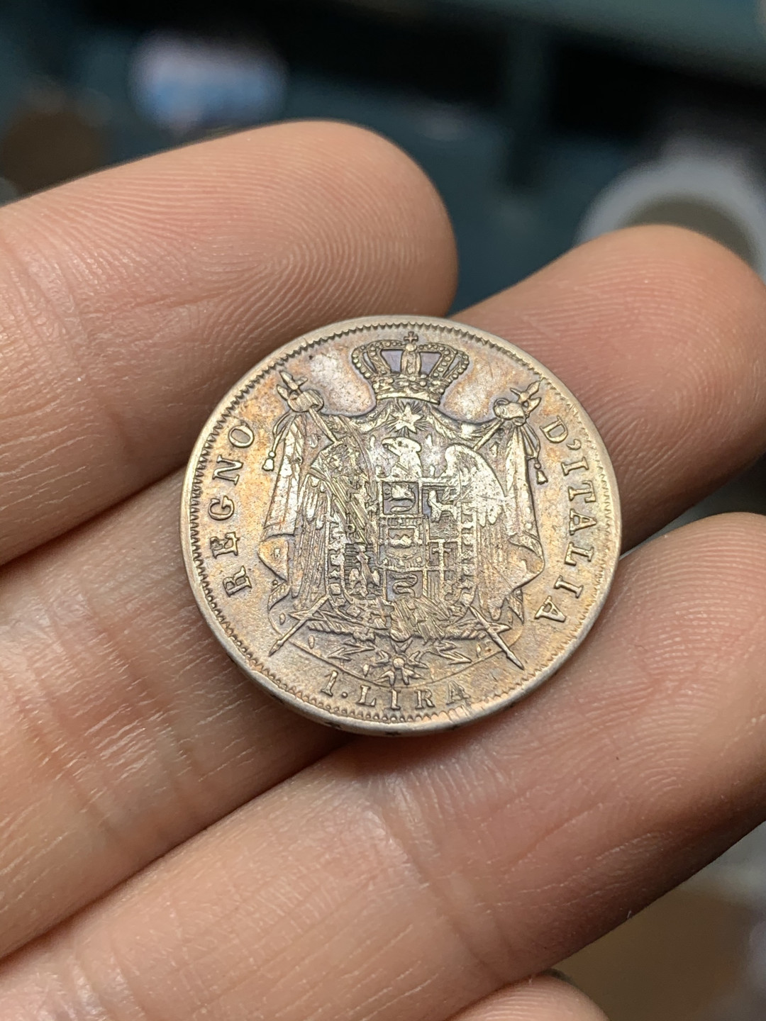 《竞宝斋》钱币微拍-第21场-本周日，周一2场连拍（全场顺丰包邮） 1811年 法占意大利拿破仑一世1里拉银币，好品少见，包浆漂亮