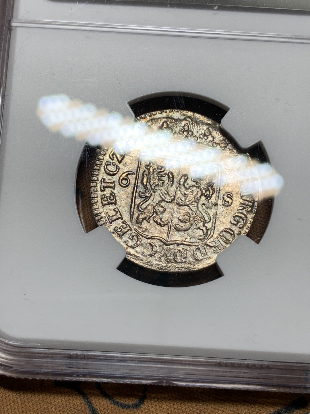 《竞宝斋》钱币微拍-第21场-本周日，周一2场连拍（全场顺丰包邮） NGC-UNC 荷兰 1709年 帆船 6S 好品带彩 银币 稀少品种