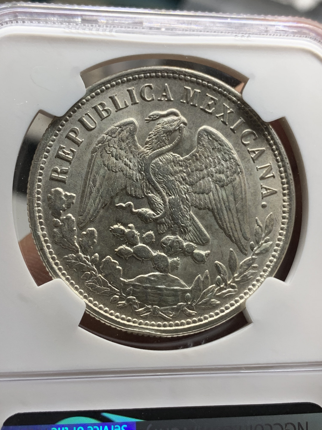 《竞宝斋》钱币微拍-第21场-本周日，周一2场连拍（全场顺丰包邮） NGC-MS64 墨西哥1898年鹰洋1比索