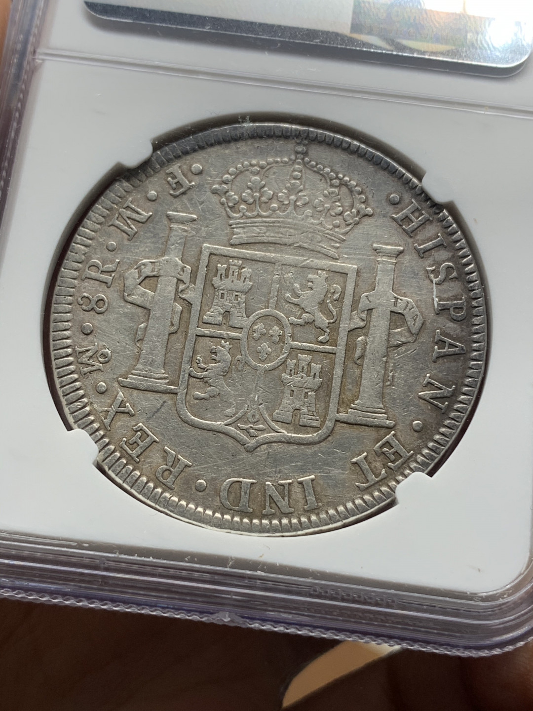 《竞宝斋》钱币微拍-第21场-本周日，周一2场连拍（全场顺丰包邮） NGC-XFD  1772  西属墨西哥 卡洛斯三世首年 反字母    8里亚尔  原味  低评