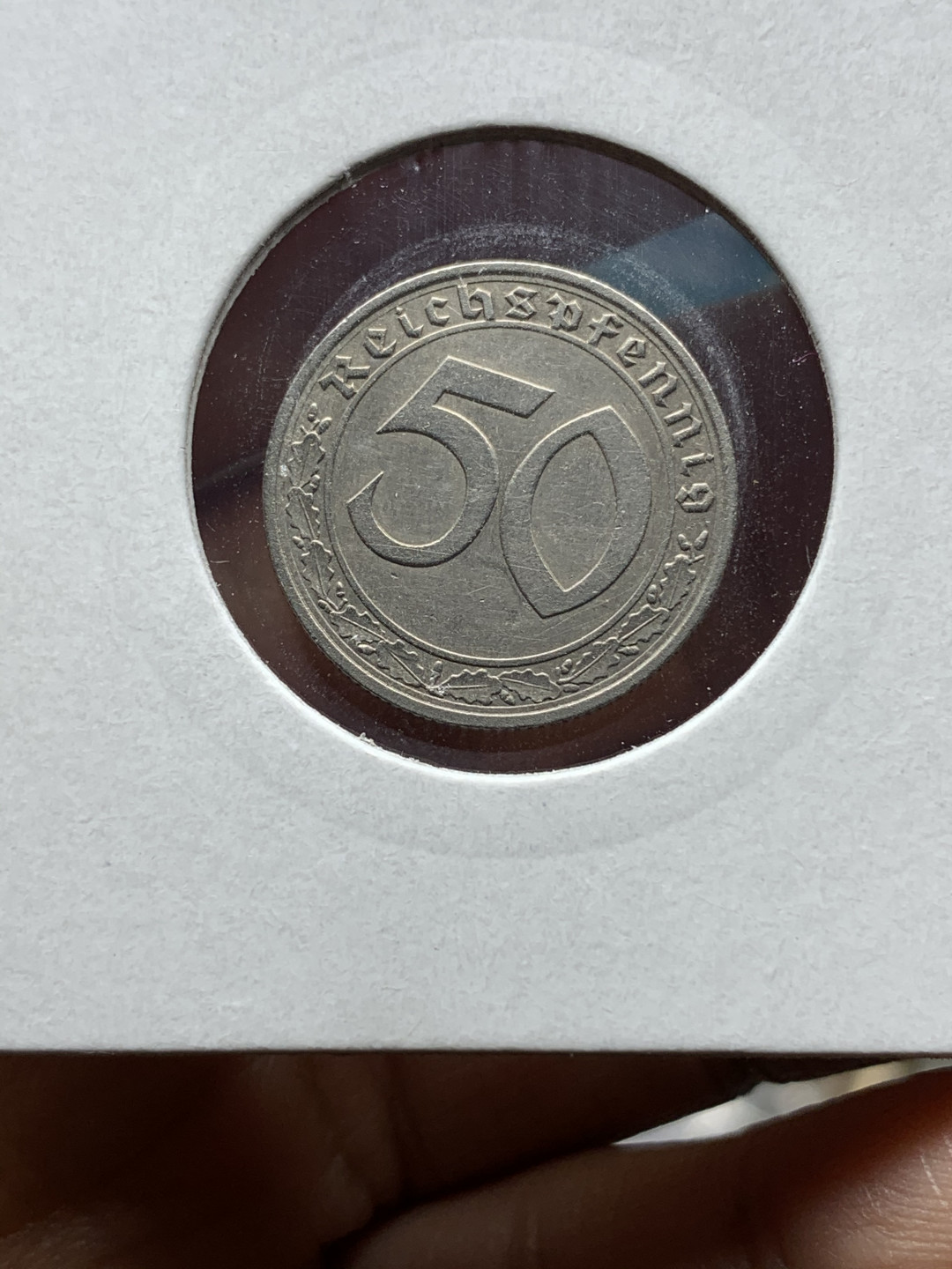 《竞宝斋》钱币微拍-第21场-本周日，周一2场连拍（全场顺丰包邮） 稀有！！德国 1939年 特殊帝国 50芬尼 传说中的坦克币！二战期间曾大量用作制作坦克壳体 存世量极少！！