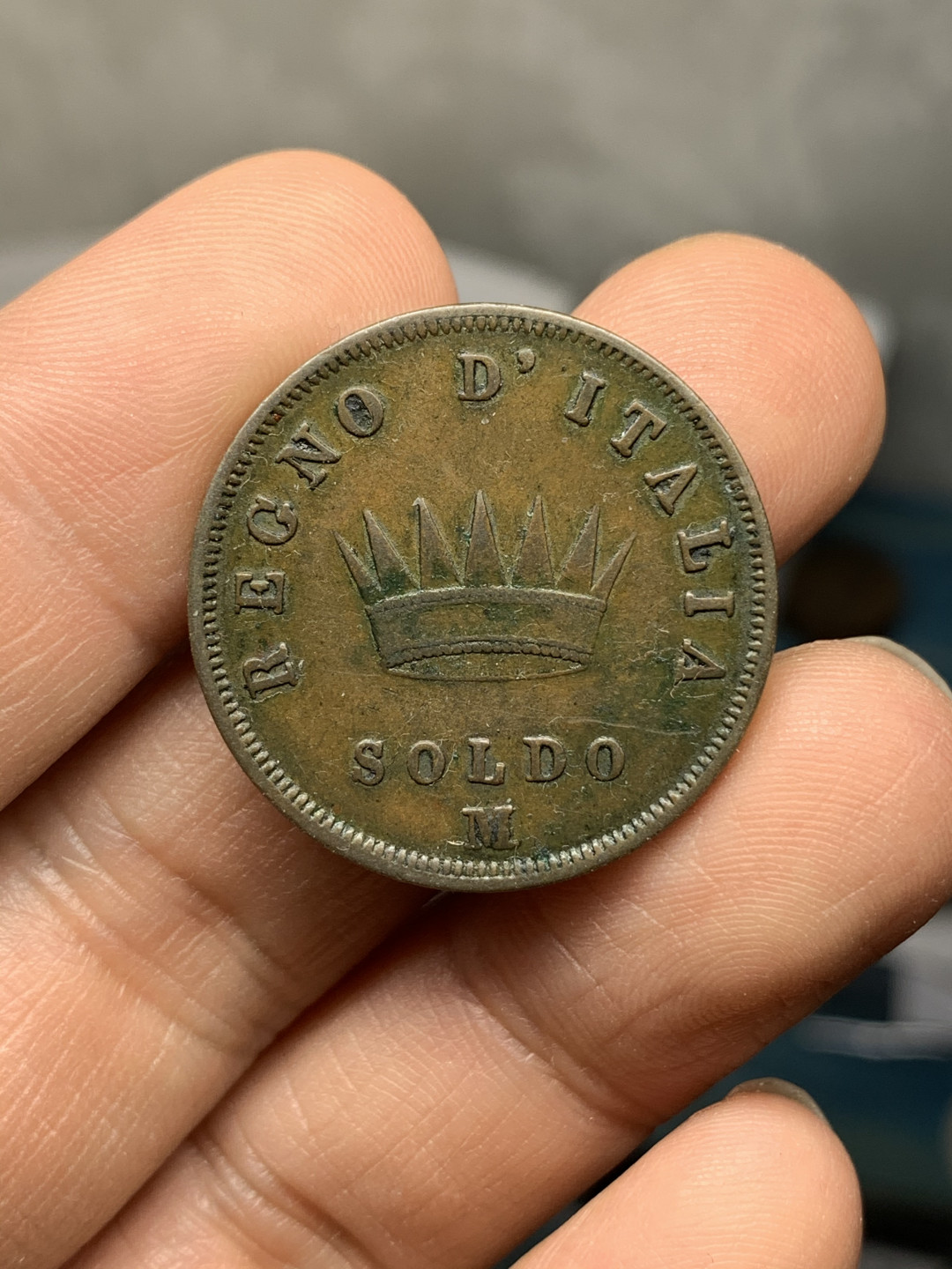 《竞宝斋》钱币微拍-第21场-本周日，周一2场连拍（全场顺丰包邮） 1811年 法占意大利拿破仑一世1索尔迪铜币，大铜币，好品相