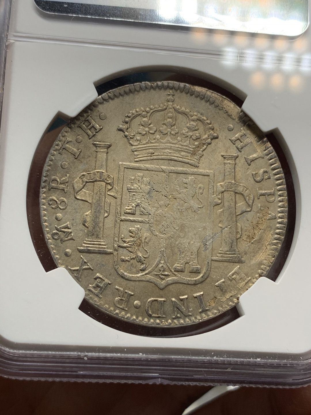 《竞宝斋》钱币微拍-第21场-本周日，周一2场连拍（全场顺丰包邮） NGC-AUD 墨西哥 1808年 8 里亚尔  人像双柱卡洛斯四世  银币      原味