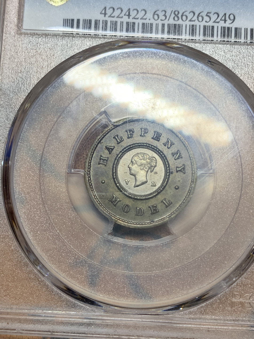 《竞宝斋》钱币微拍-第21场-本周日，周一2场连拍（全场顺丰包邮） PGCS MS63 英国1844年  双色 1/2便士 样币 高分难得