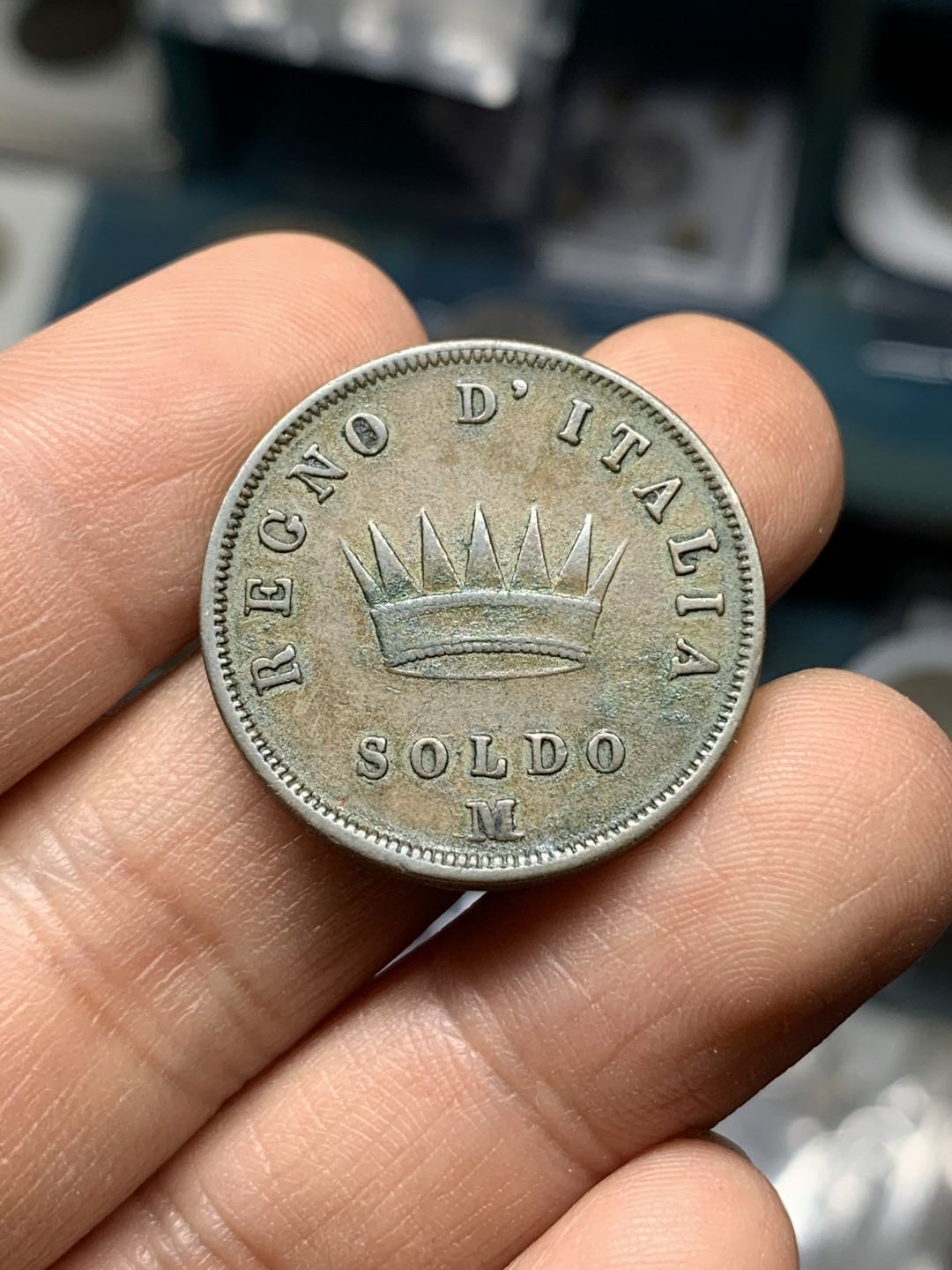 《竞宝斋》钱币微拍-第21场-本周日，周一2场连拍（全场顺丰包邮） 1811年 法占意大利拿破仑一世1索尔迪铜币，大铜币，好品相