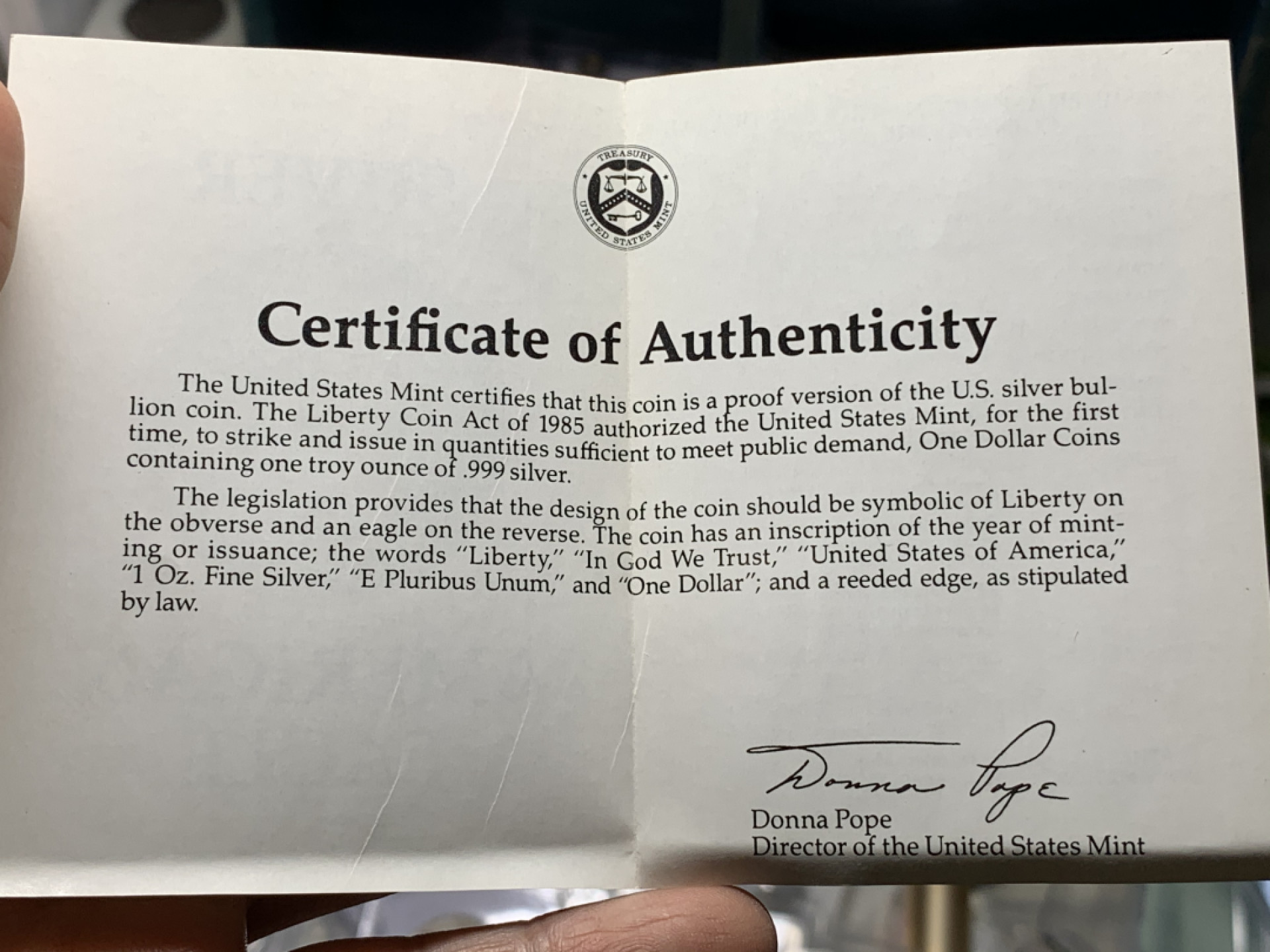 《竞宝斋》钱币微拍-第21场-本周日，周一2场连拍（全场顺丰包邮） 美国 1987年 1美元 行走女神精制银币 原盒证书