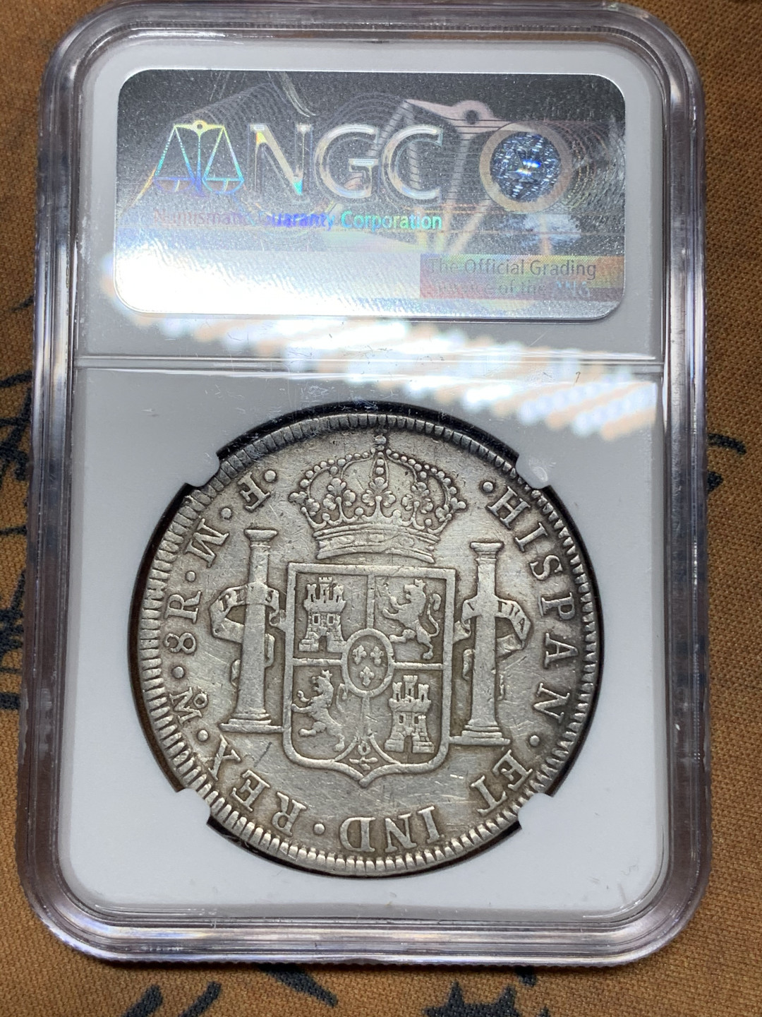 《竞宝斋》钱币微拍-第21场-本周日，周一2场连拍（全场顺丰包邮） NGC-XFD  1772  西属墨西哥 卡洛斯三世首年 反字母    8里亚尔  原味  低评