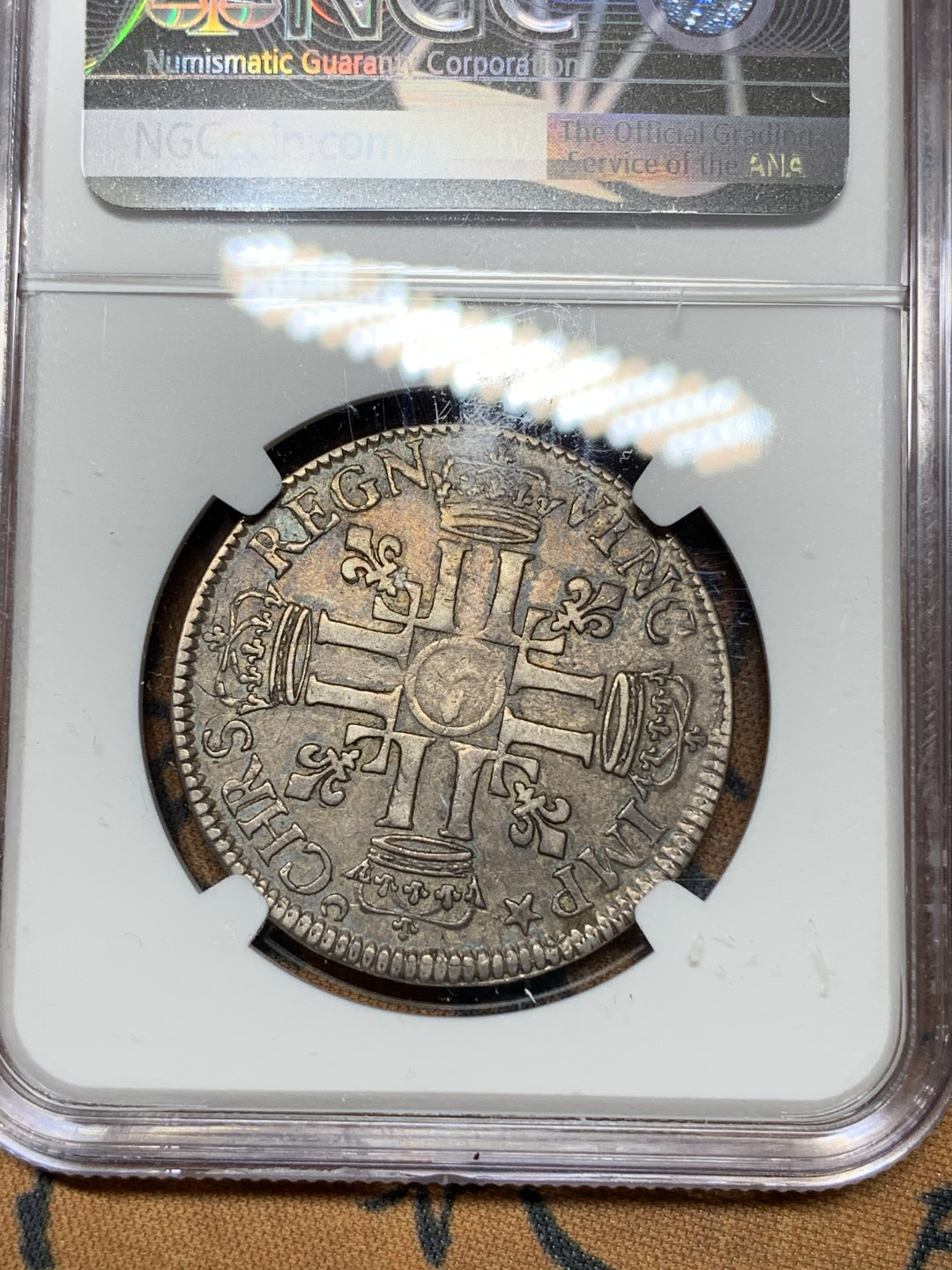 《竞宝斋》钱币微拍-第21场-本周日，周一2场连拍（全场顺丰包邮） NGC-VF35 法国太阳王 1690-A年 路易十四 1/2ECU 银币 老ECU出分不易 出一个少一个