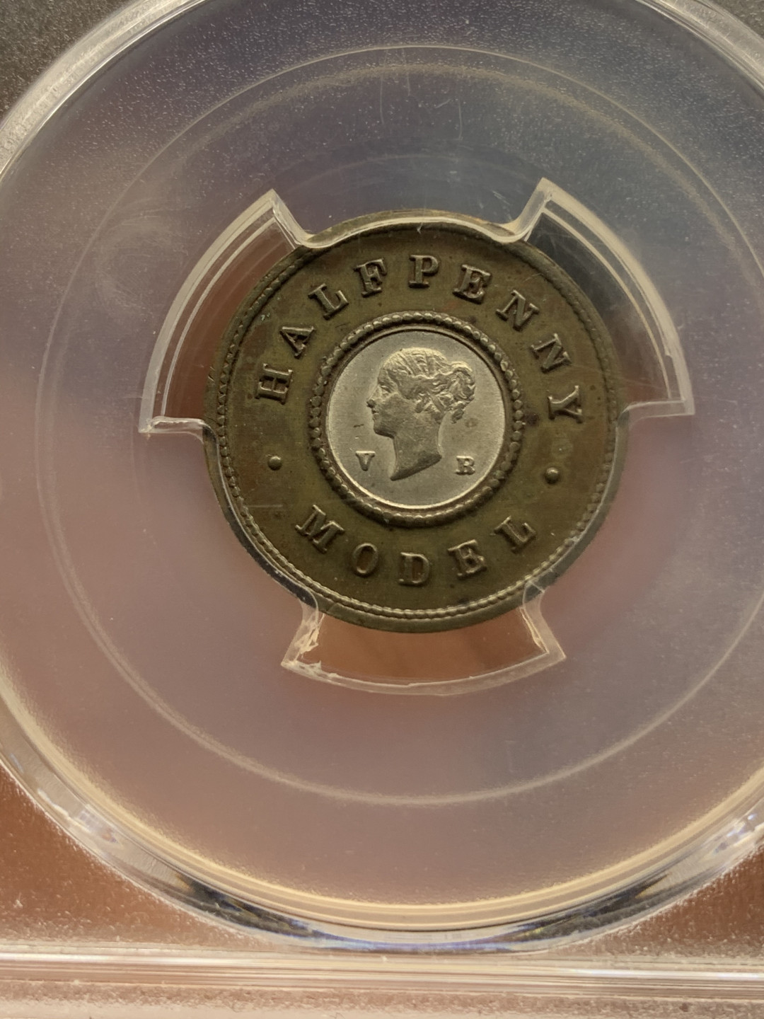 《竞宝斋》钱币微拍-第21场-本周日，周一2场连拍（全场顺丰包邮） PGCS MS63 英国1844年  双色 1/2便士 样币 高分难得