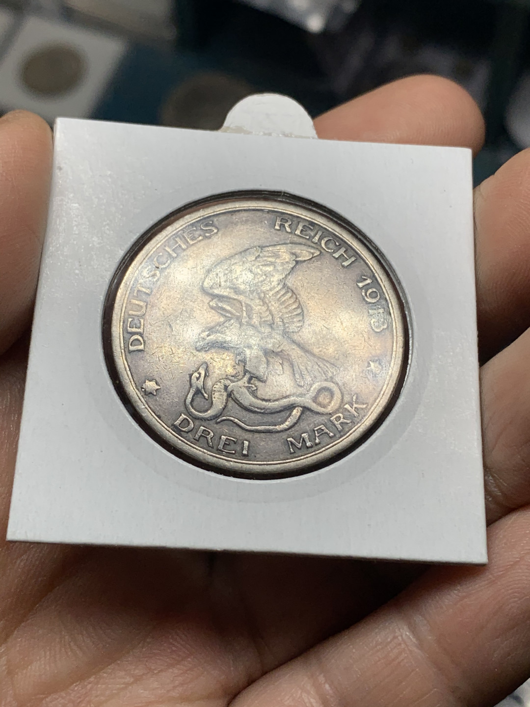 《竞宝斋》钱币微拍-第21场-本周日，周一2场连拍（全场顺丰包邮） 德国 1913年 纪念普法胜利 3马克 双面原味黑包浆