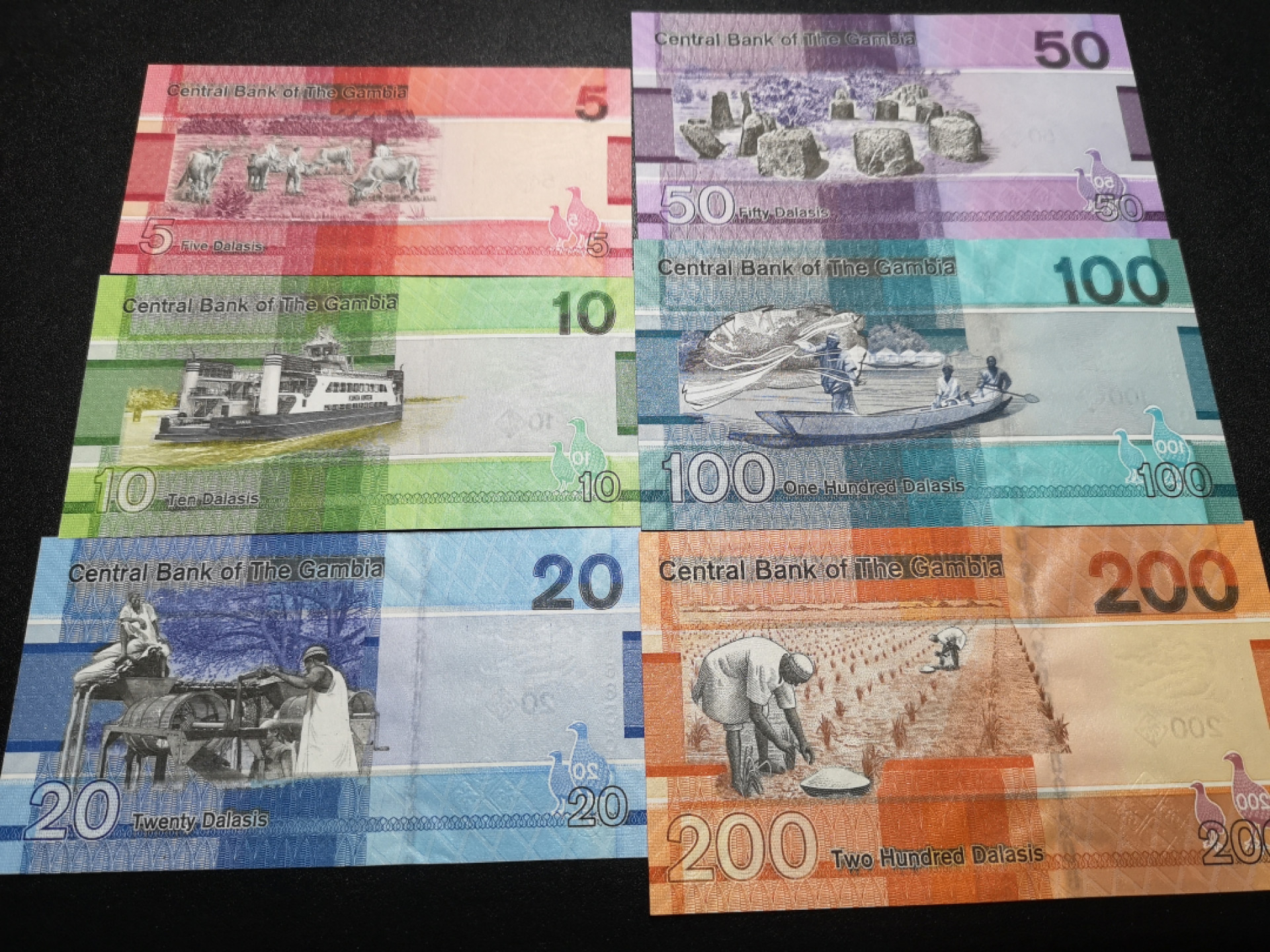 《外钞收藏家》第一百五十五期拍卖 双连拍第二场（本期59件）） 冈比亚一套7张 全新UNC