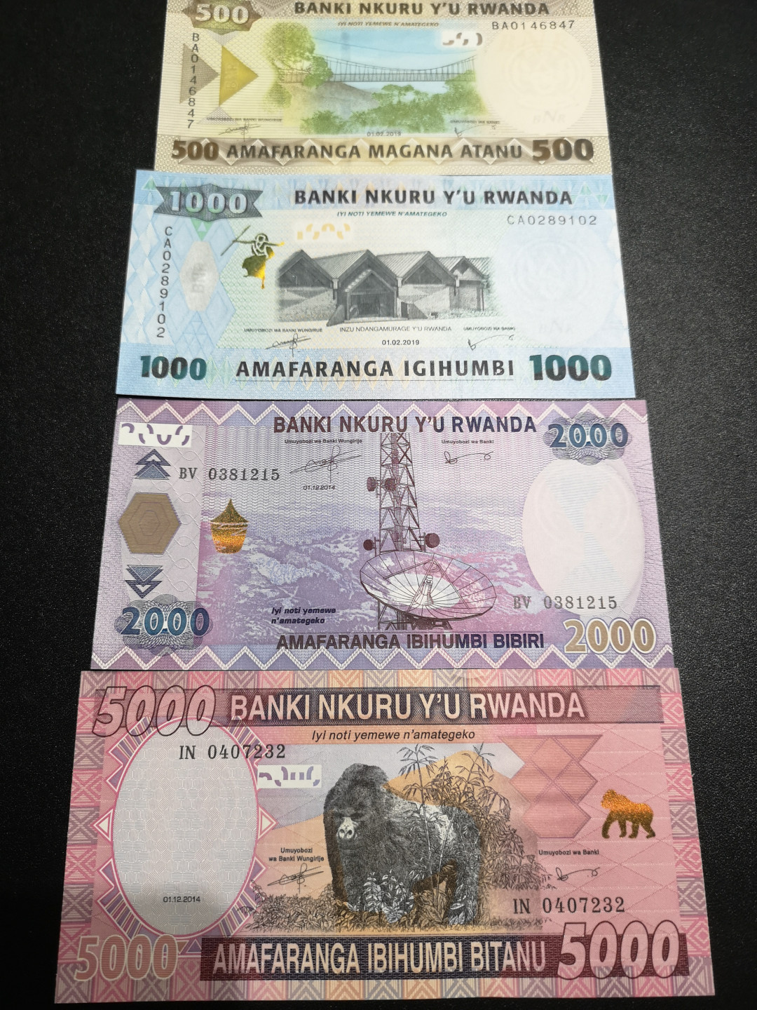 《外钞收藏家》第一百五十五期拍卖 双连拍第二场（本期59件）） 卢旺达一套4张 全新UNC