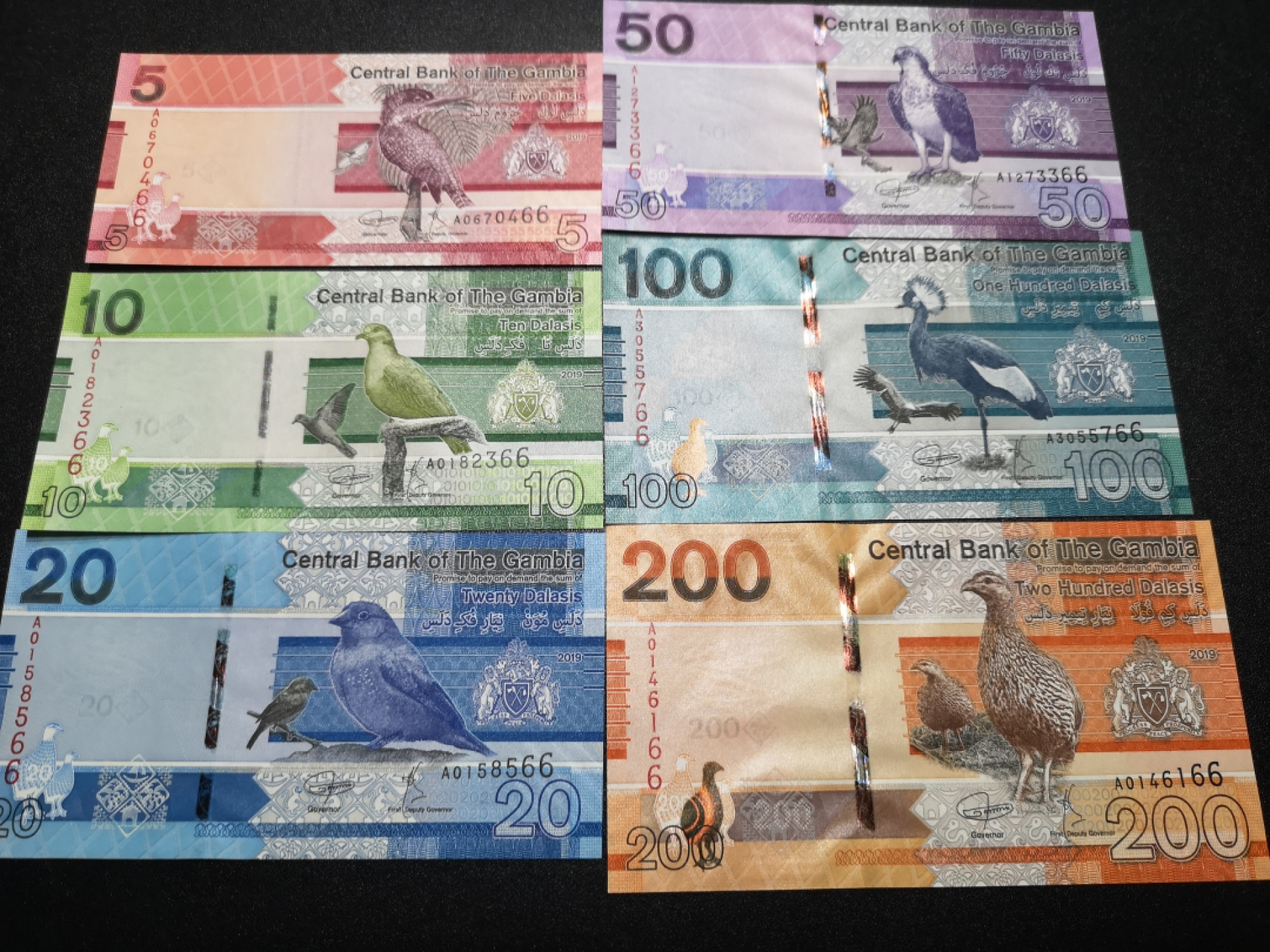 《外钞收藏家》第一百五十五期拍卖 双连拍第二场（本期59件）） 冈比亚一套7张 全新UNC