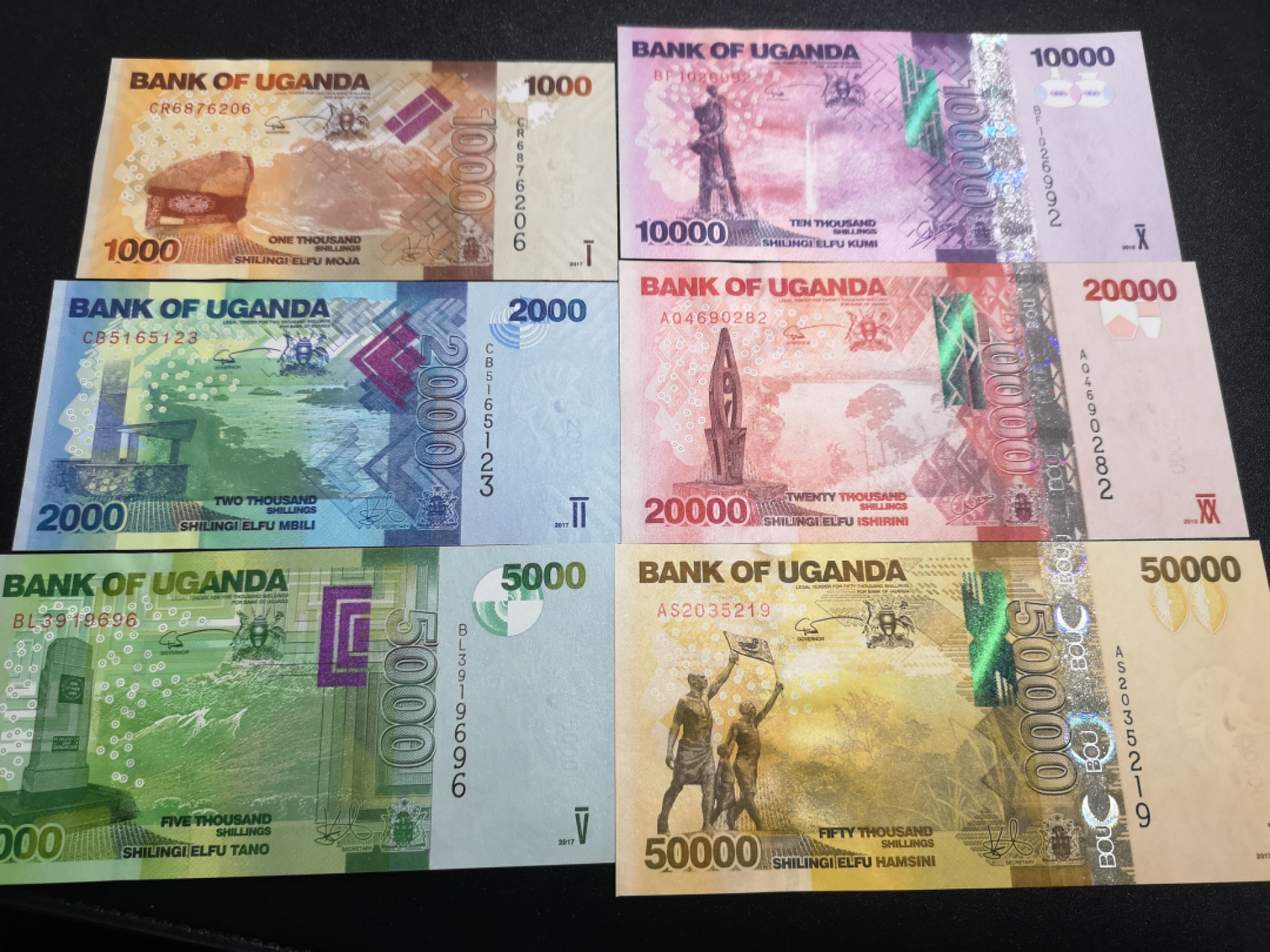 《外钞收藏家》第一百五十五期拍卖 双连拍第二场（本期59件）） 乌干达一套6张 全新UNC