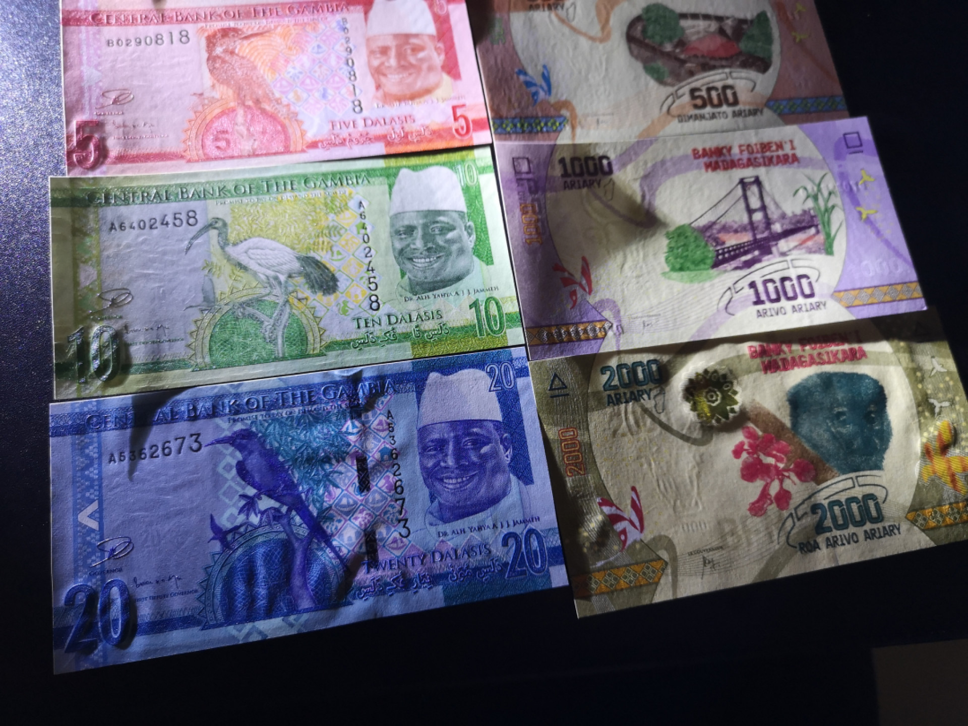 《外钞收藏家》第一百五十五期拍卖 双连拍第二场（本期59件）） 冈比亚和马达加斯加两套 全新UNC