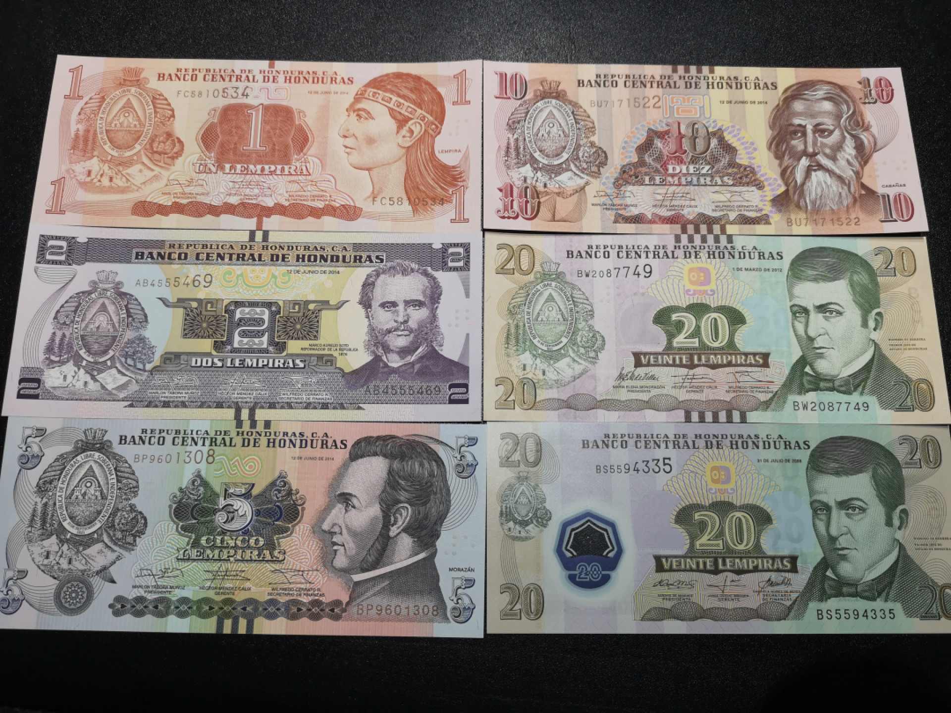 《外钞收藏家》第一百五十五期拍卖 双连拍第二场（本期59件）） 洪都拉斯一套6张 全新UNC