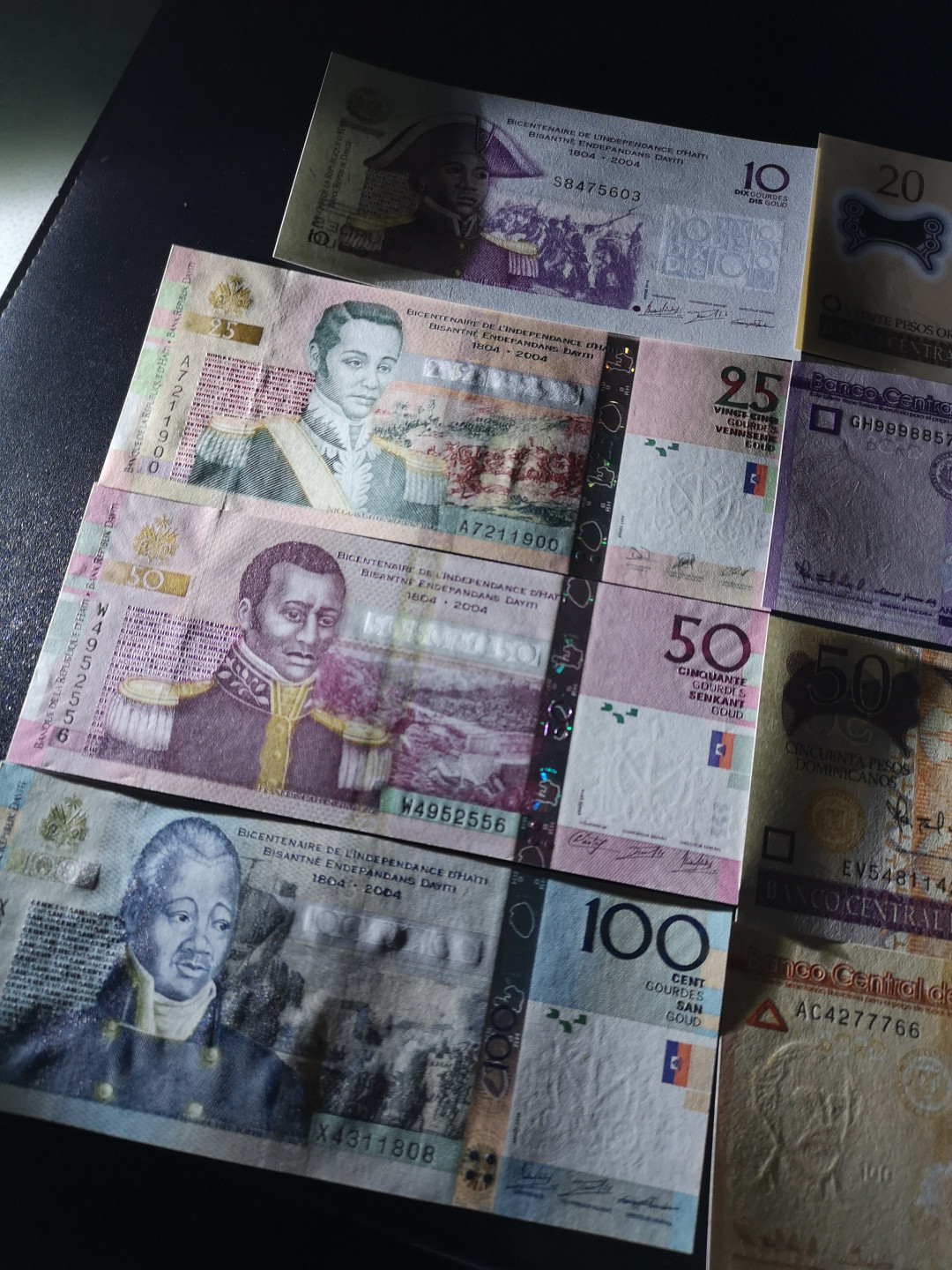 《外钞收藏家》第一百五十五期拍卖 双连拍第二场（本期59件）） 海地、多美尼加、圭亚那 每个国家4张 全新UNC