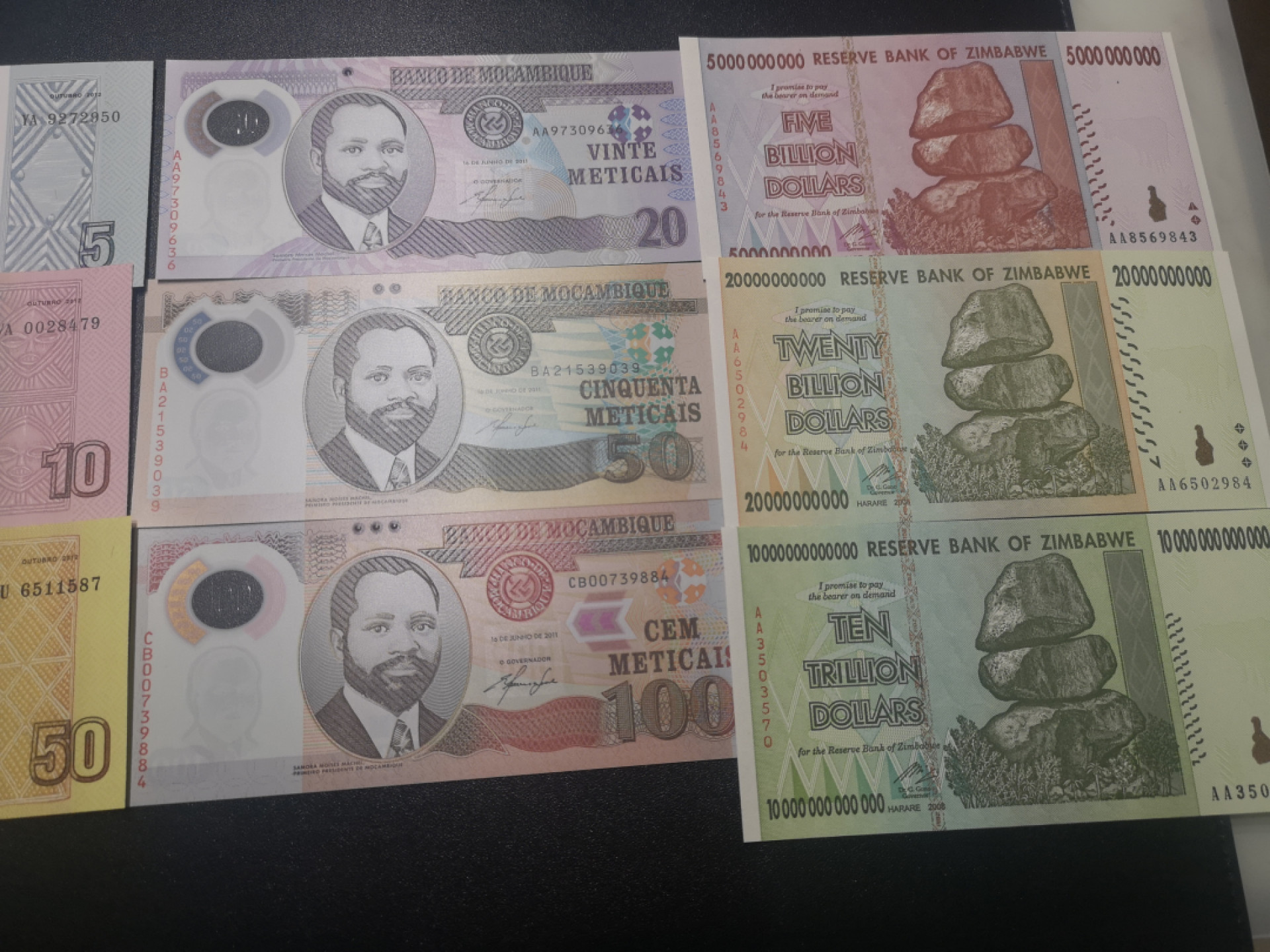 《外钞收藏家》第一百五十五期拍卖 双连拍第二场（本期59件）） 布隆迪、利比里亚、安哥拉、莫桑比克、津巴布韦 每国三张小套 全新UNC