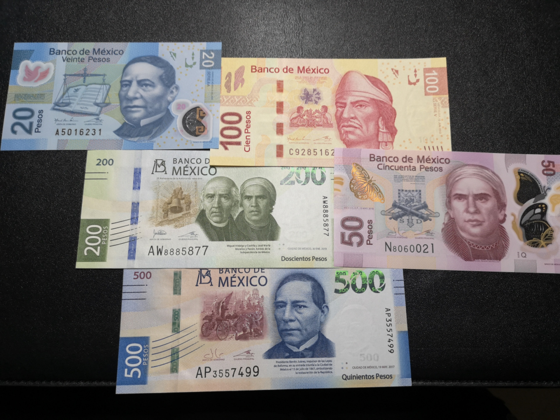 《外钞收藏家》第一百五十五期拍卖 双连拍第二场（本期59件）） 墨西哥一套5张 全新UNC