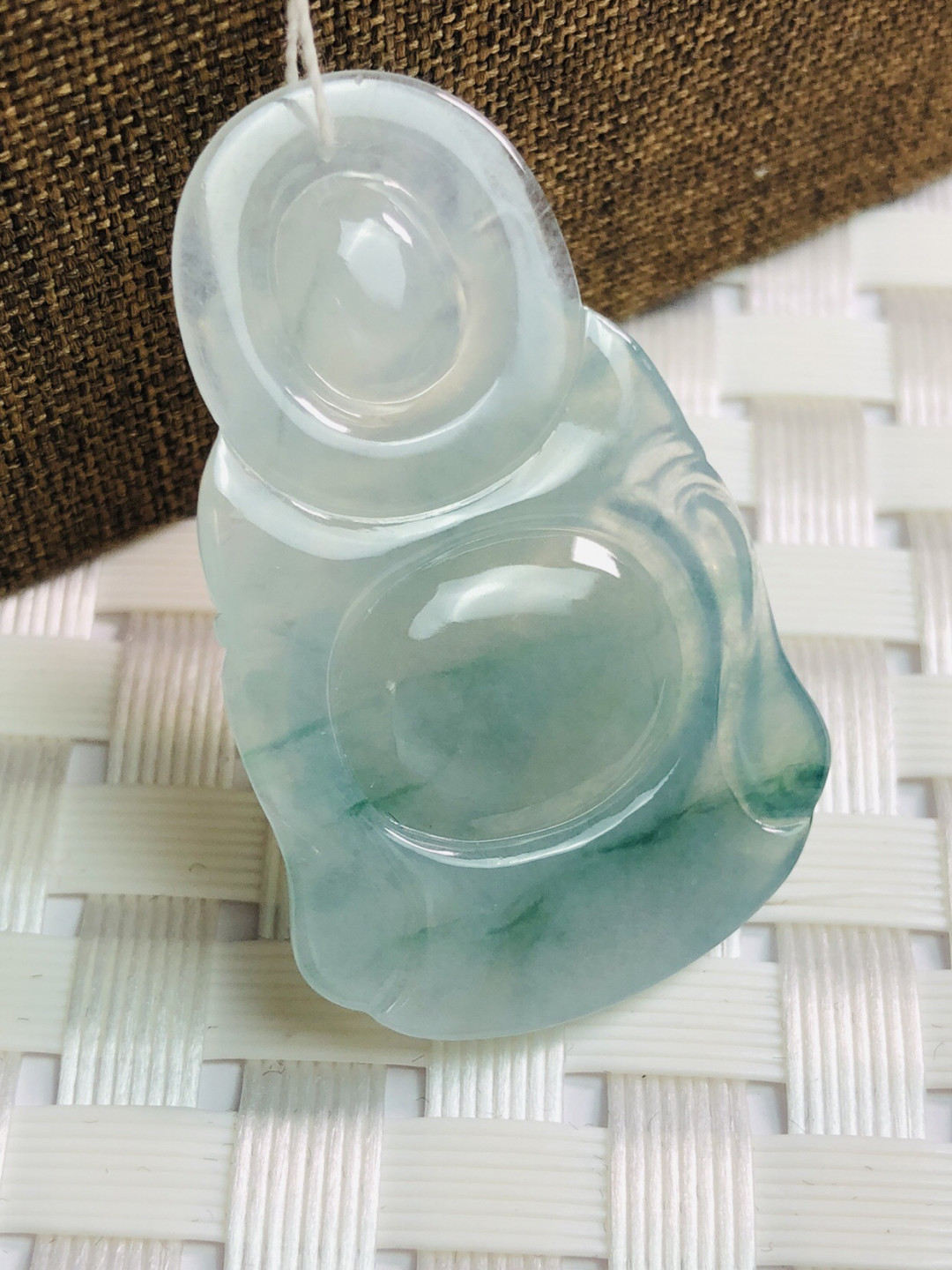 精品评级币，精品翡翠 天然翡翠糯冰种飘花立佛吊坠